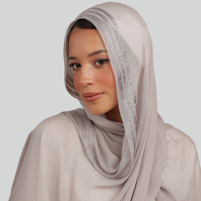 Three Satin Lines Linen Scarf