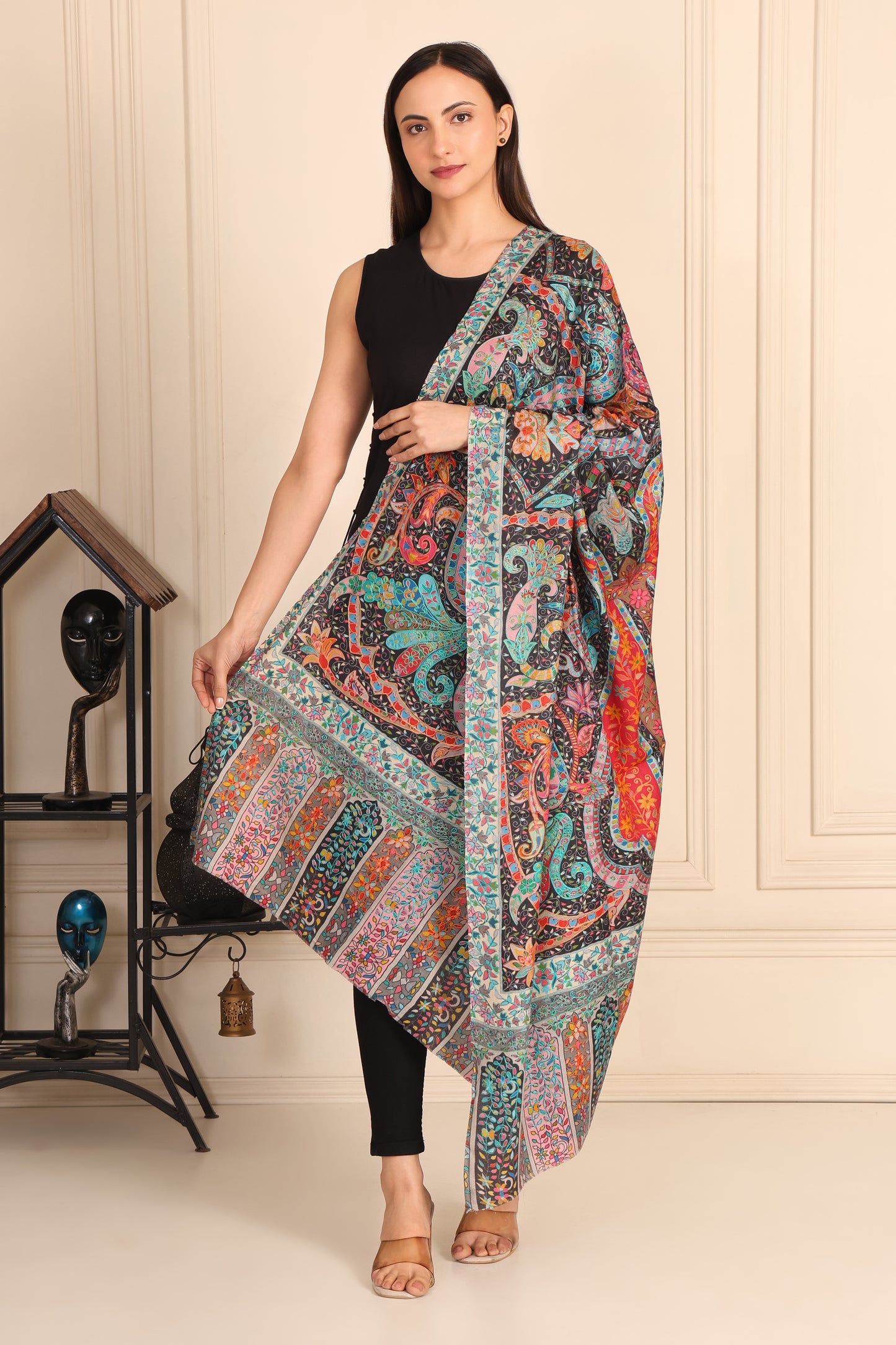 Kalamkari Pashmina Blend Shawl – Craft Panel