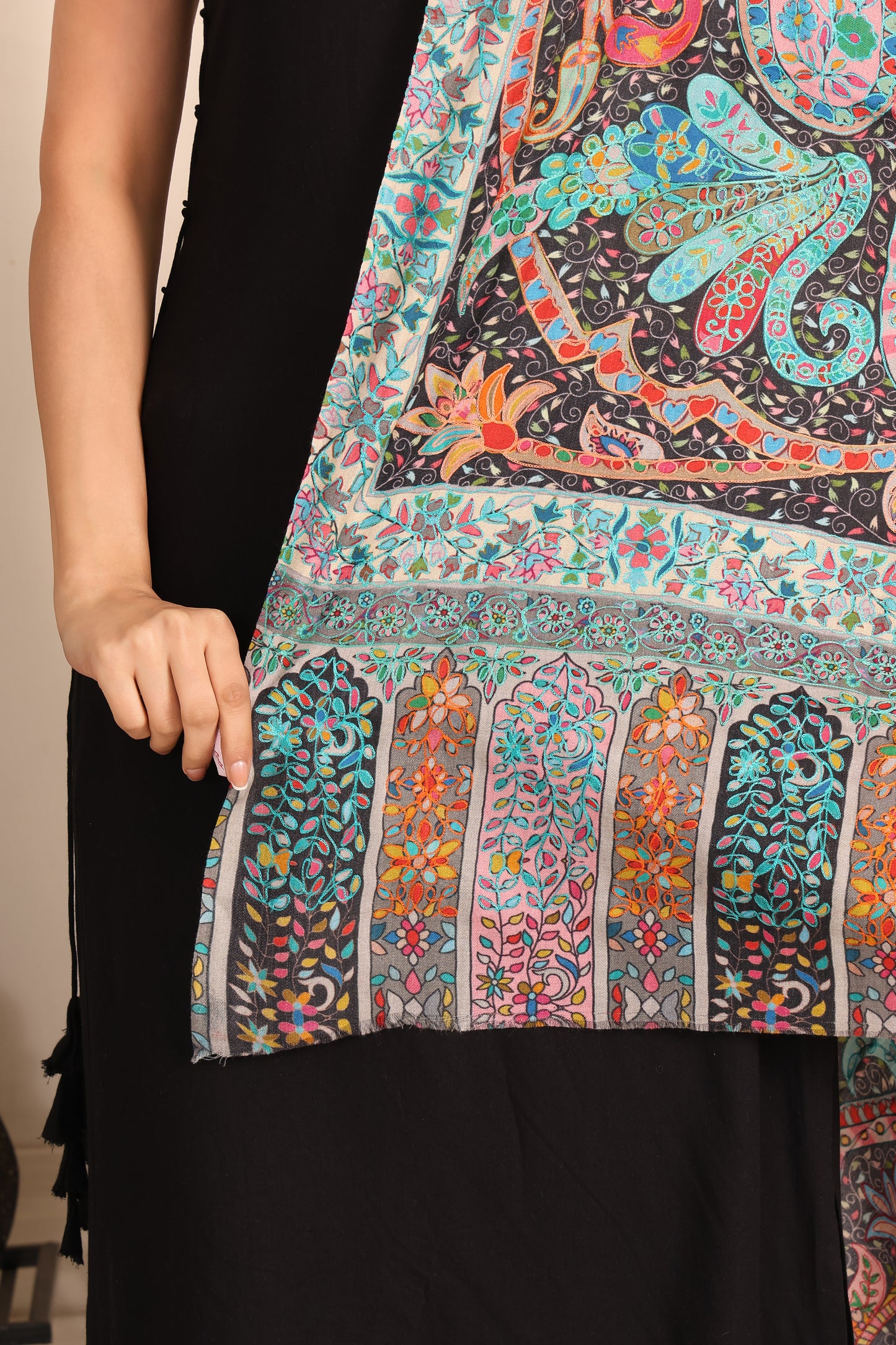 Kalamkari Pashmina Blend Shawl – Craft Panel