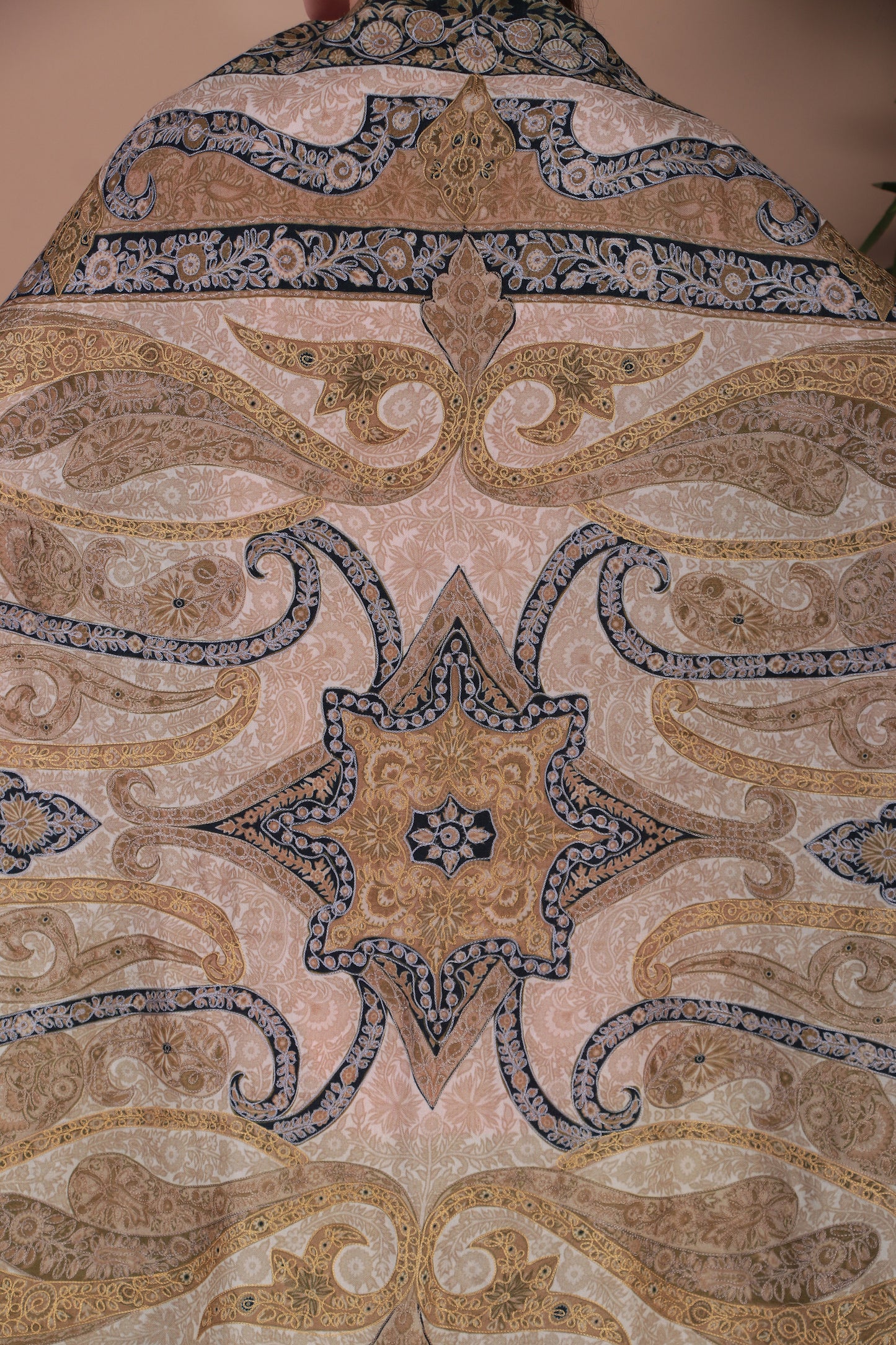 Kalamkari Pashmina Blend Shawl – Light Design