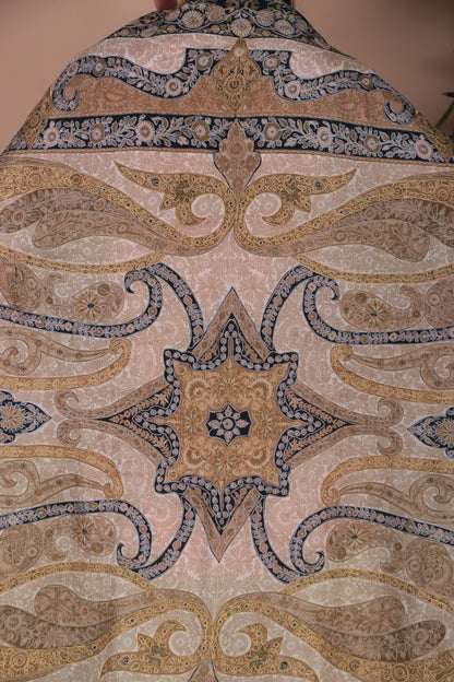 Kalamkari Pashmina Blend Shawl – Light Design