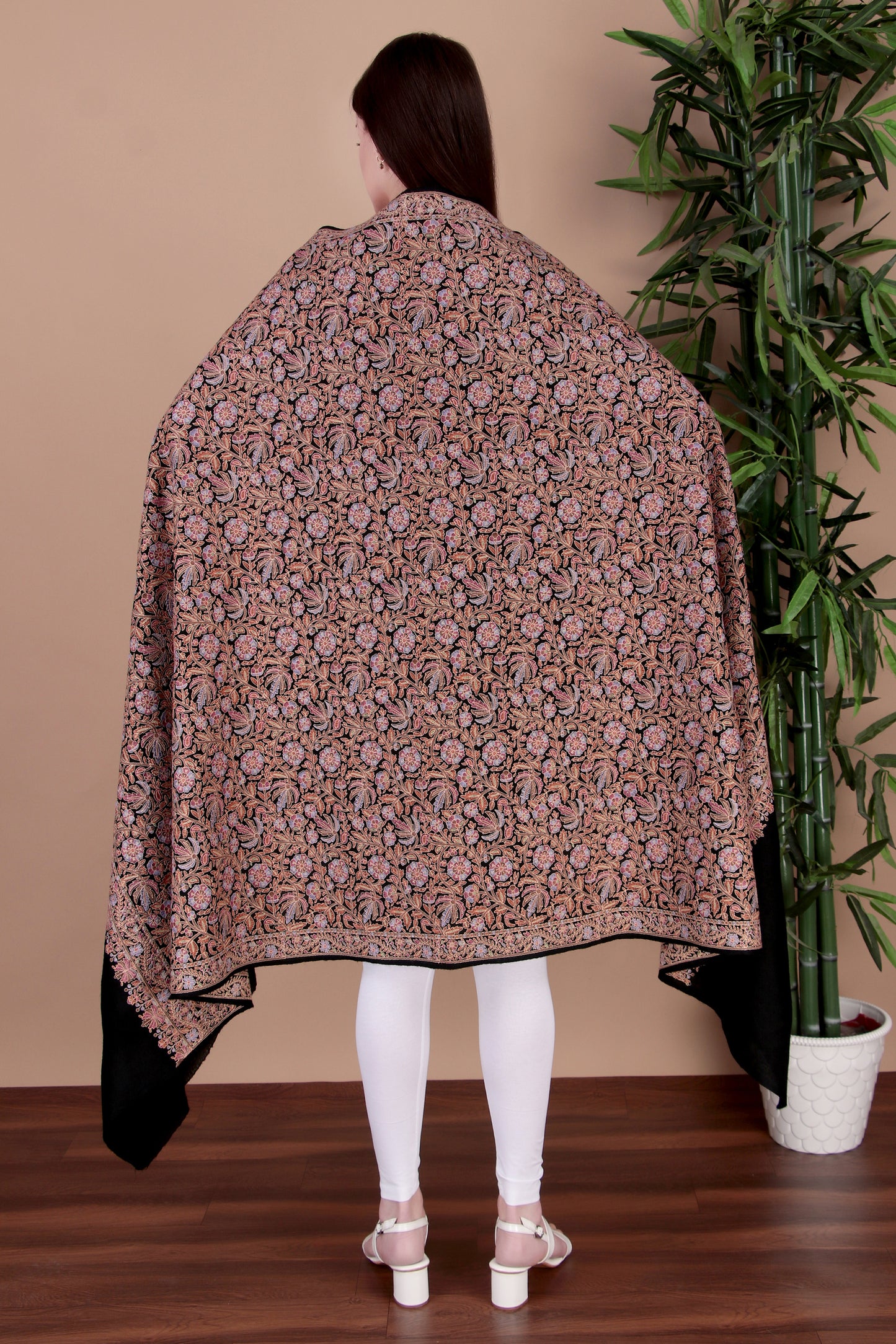 Kalamkari Pashmina Blend Shawl – Full Work