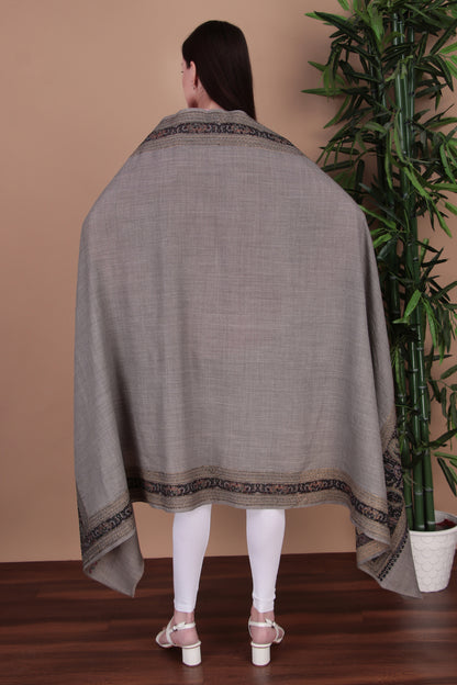 Kalamkari Pashmina Blend Shawl – Boundary Zari Work