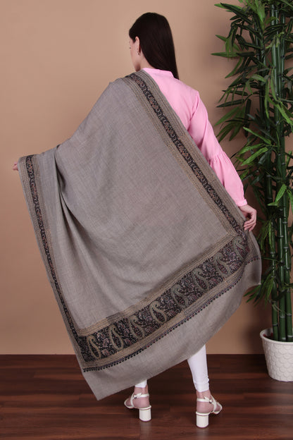 Kalamkari Pashmina Blend Shawl – Boundary Zari Work