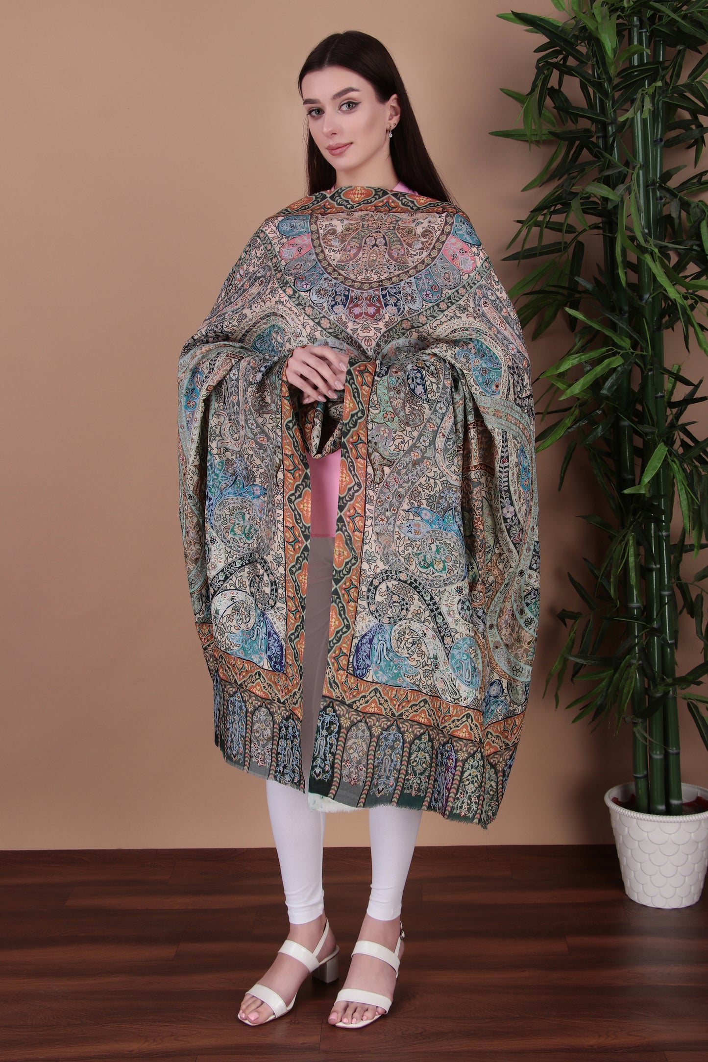 Kalamkari Pashmina Blend Shawl – Colour Flow