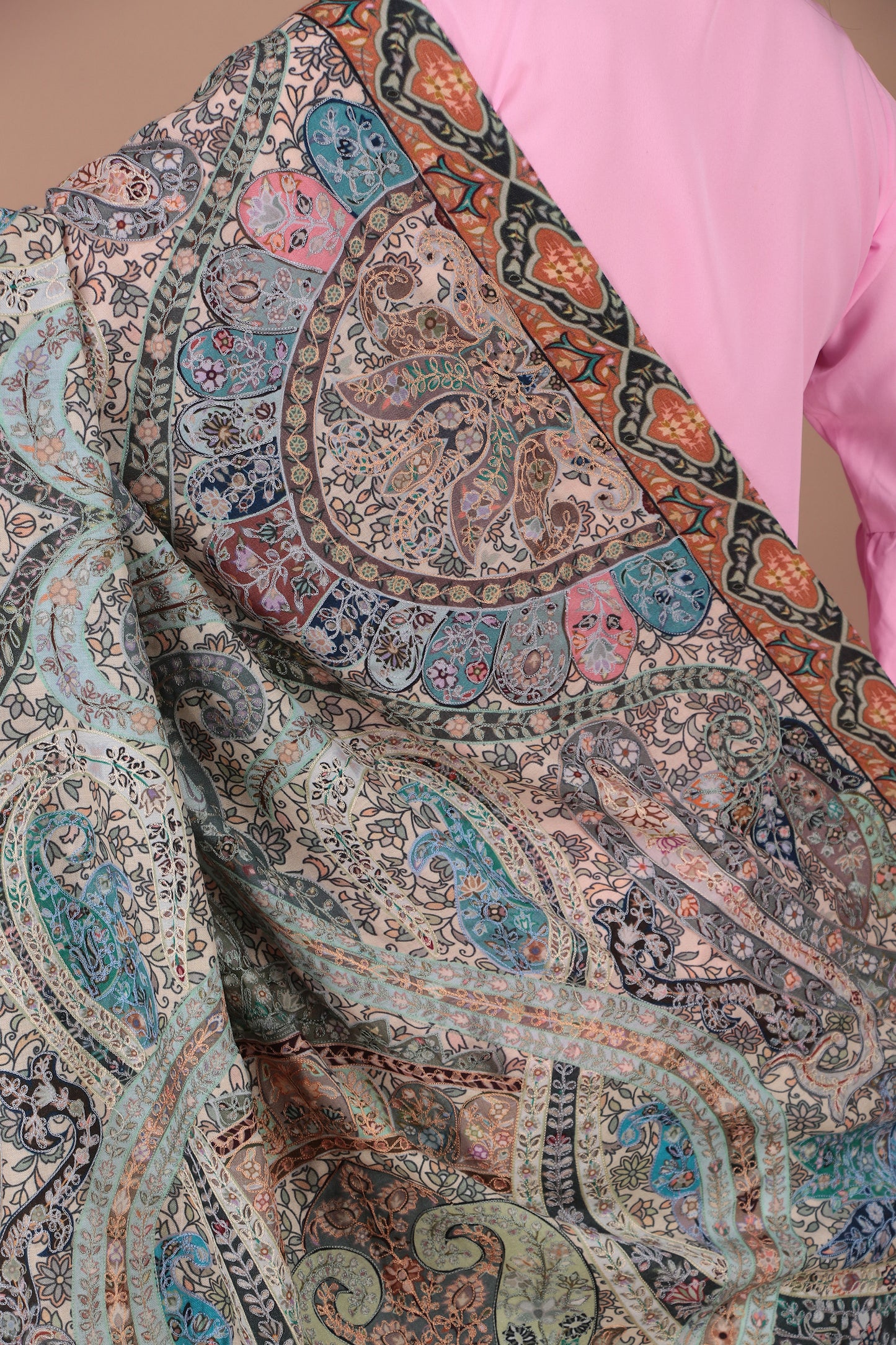 Kalamkari Pashmina Blend Shawl – Colour Flow