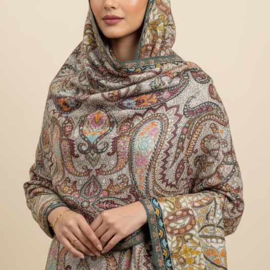 Rare Pashmina Full Handcrafted Luxurious Shawl - Only One Piece