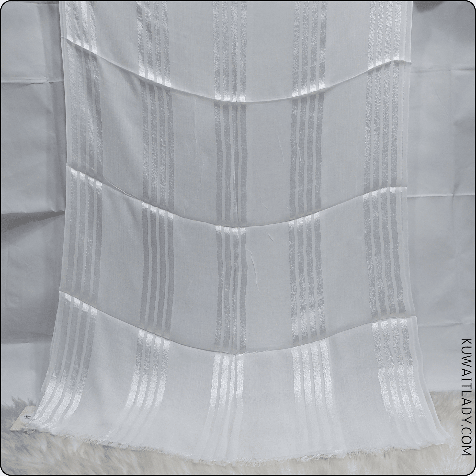 Fourfold Satin Strip Linen Scarf