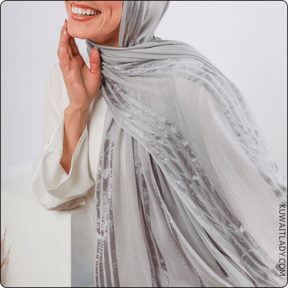 Fourfold Satin Strip Linen Scarf