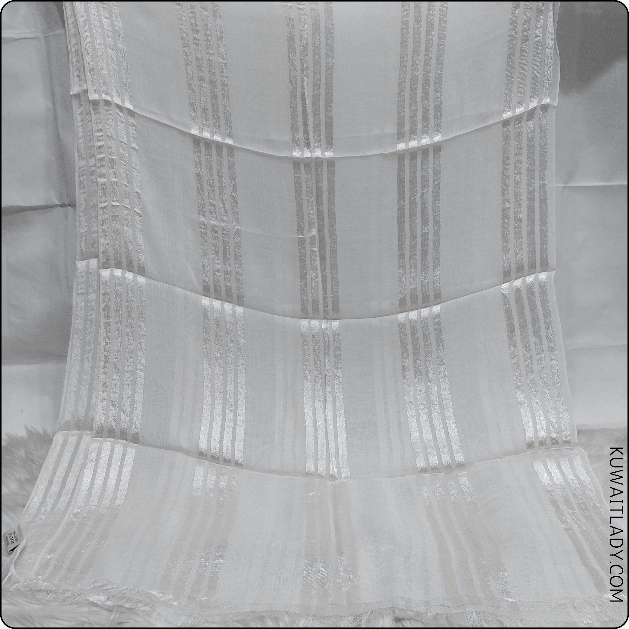 Fourfold Satin Strip Linen Scarf