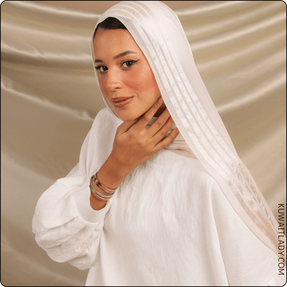 Fourfold Satin Strip Linen Scarf