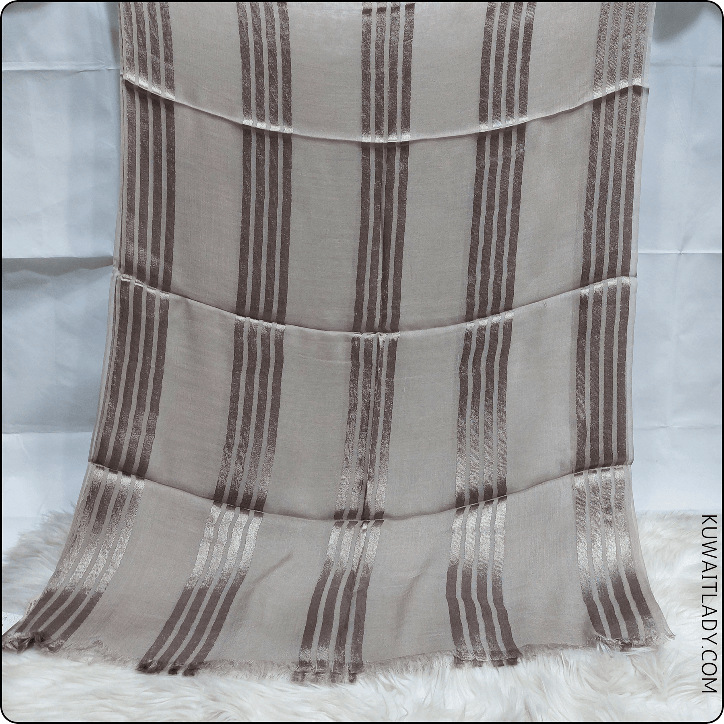Fourfold Satin Strip Linen Scarf