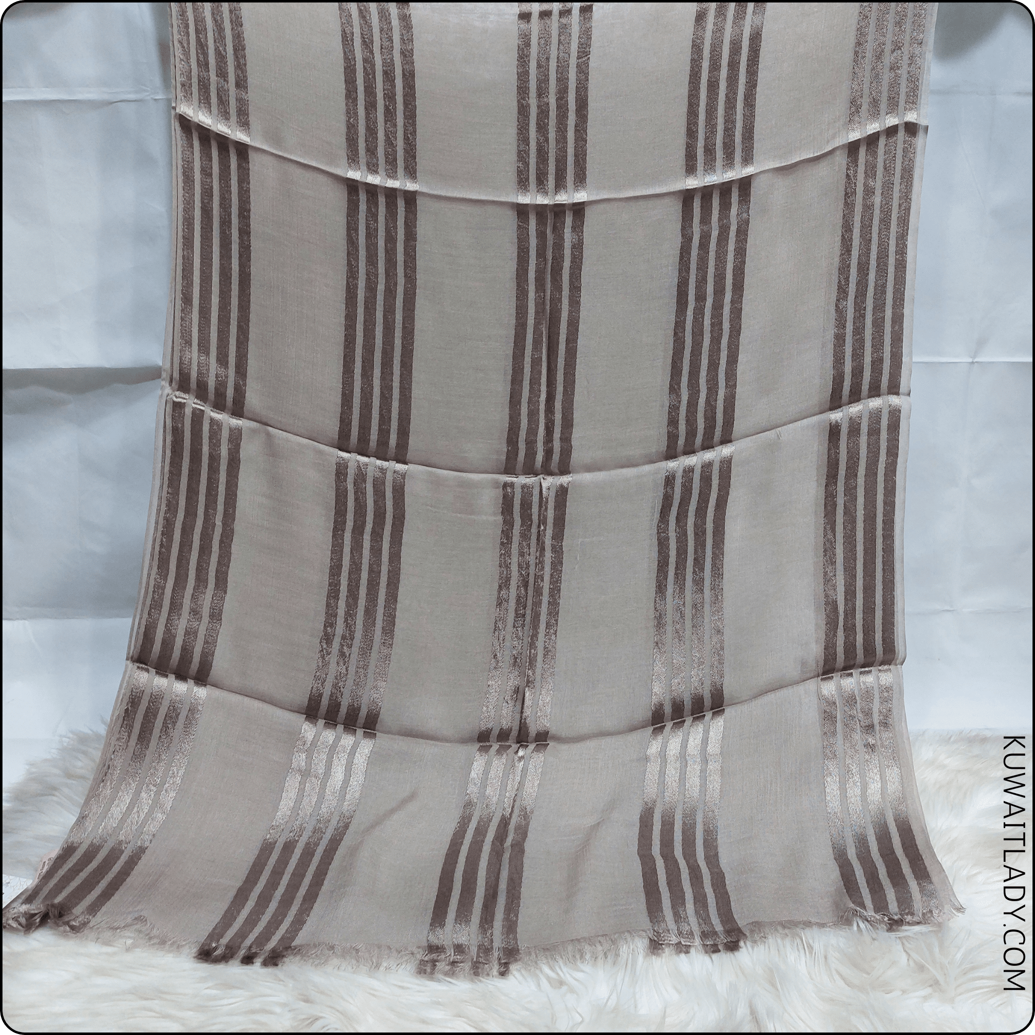 Fourfold Satin Strip Linen Scarf