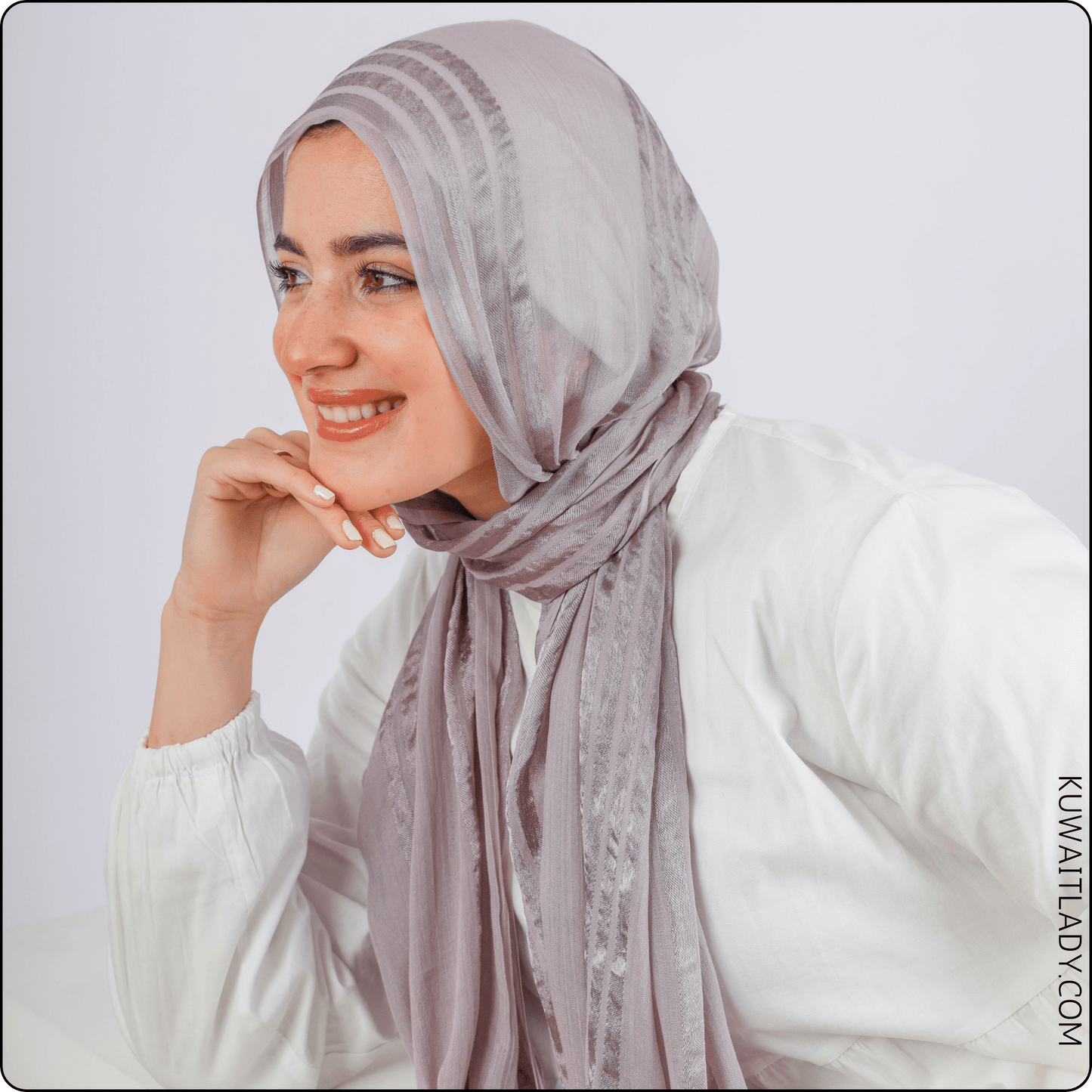 Fourfold Satin Strip Linen Scarf