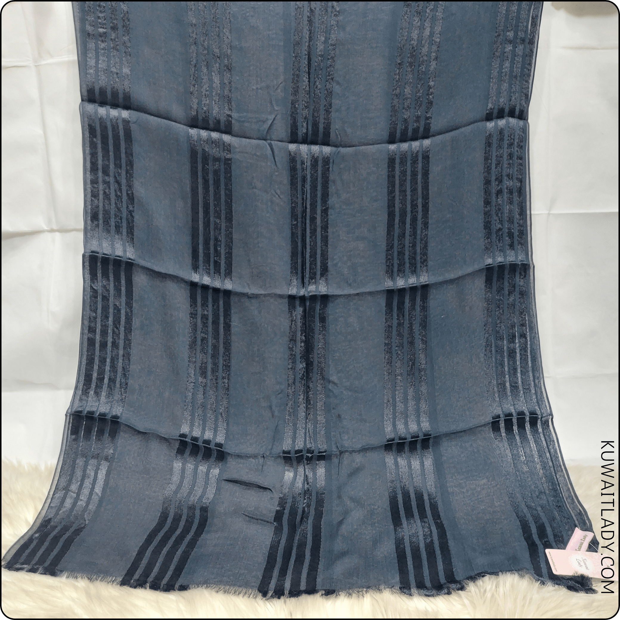 Fourfold Satin Strip Linen Scarf