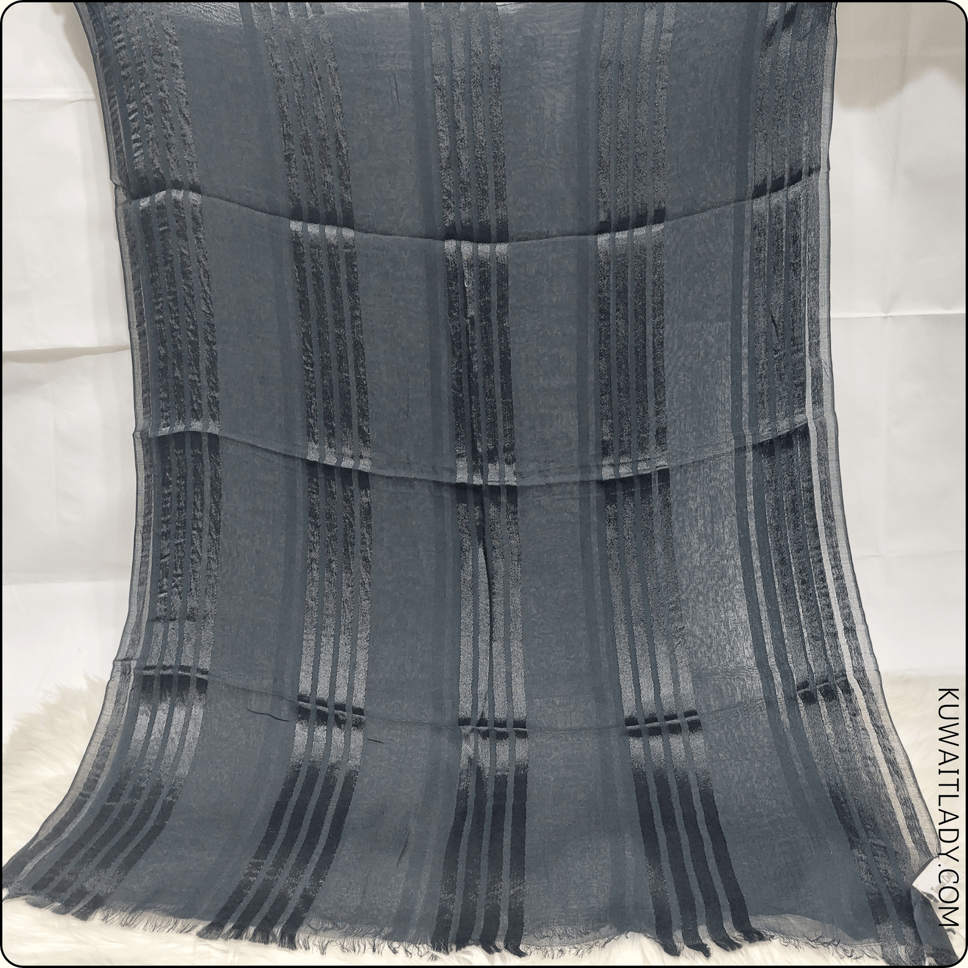 Fourfold Satin Strip Linen Scarf