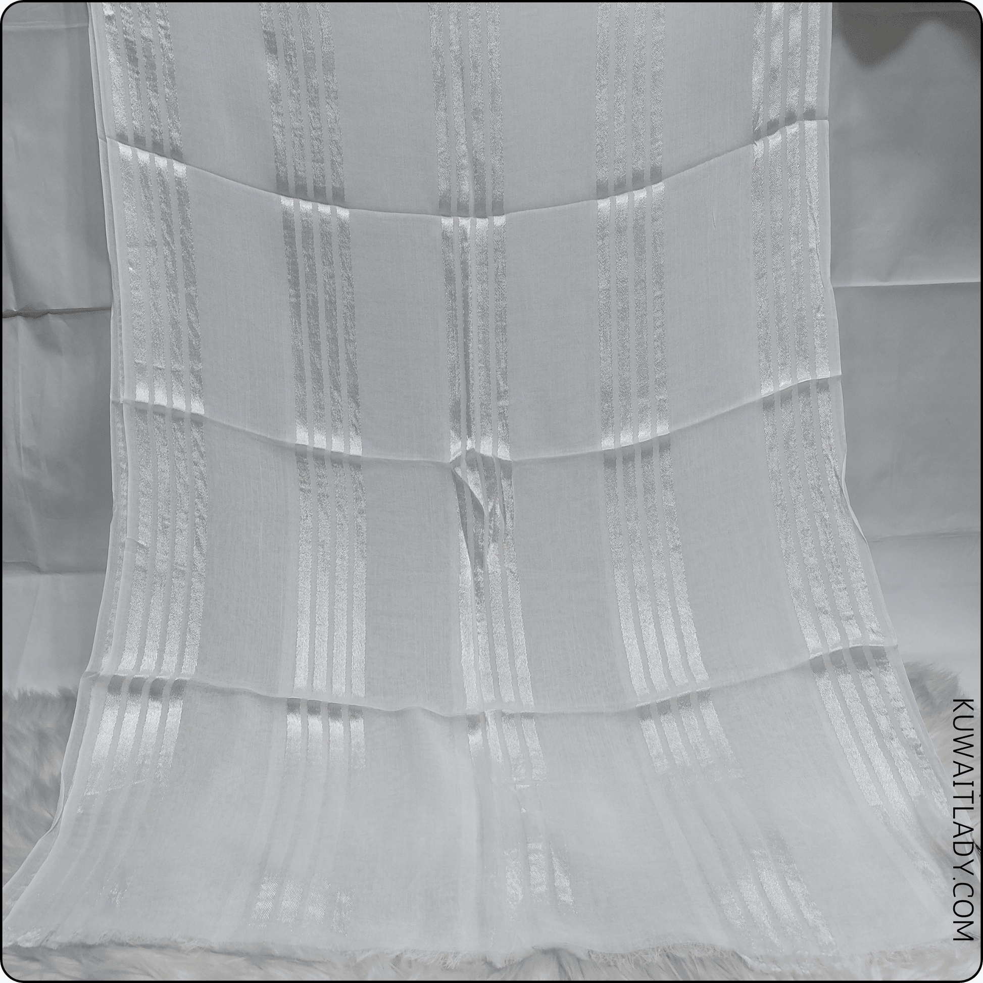 Fourfold Satin Strip Linen Scarf