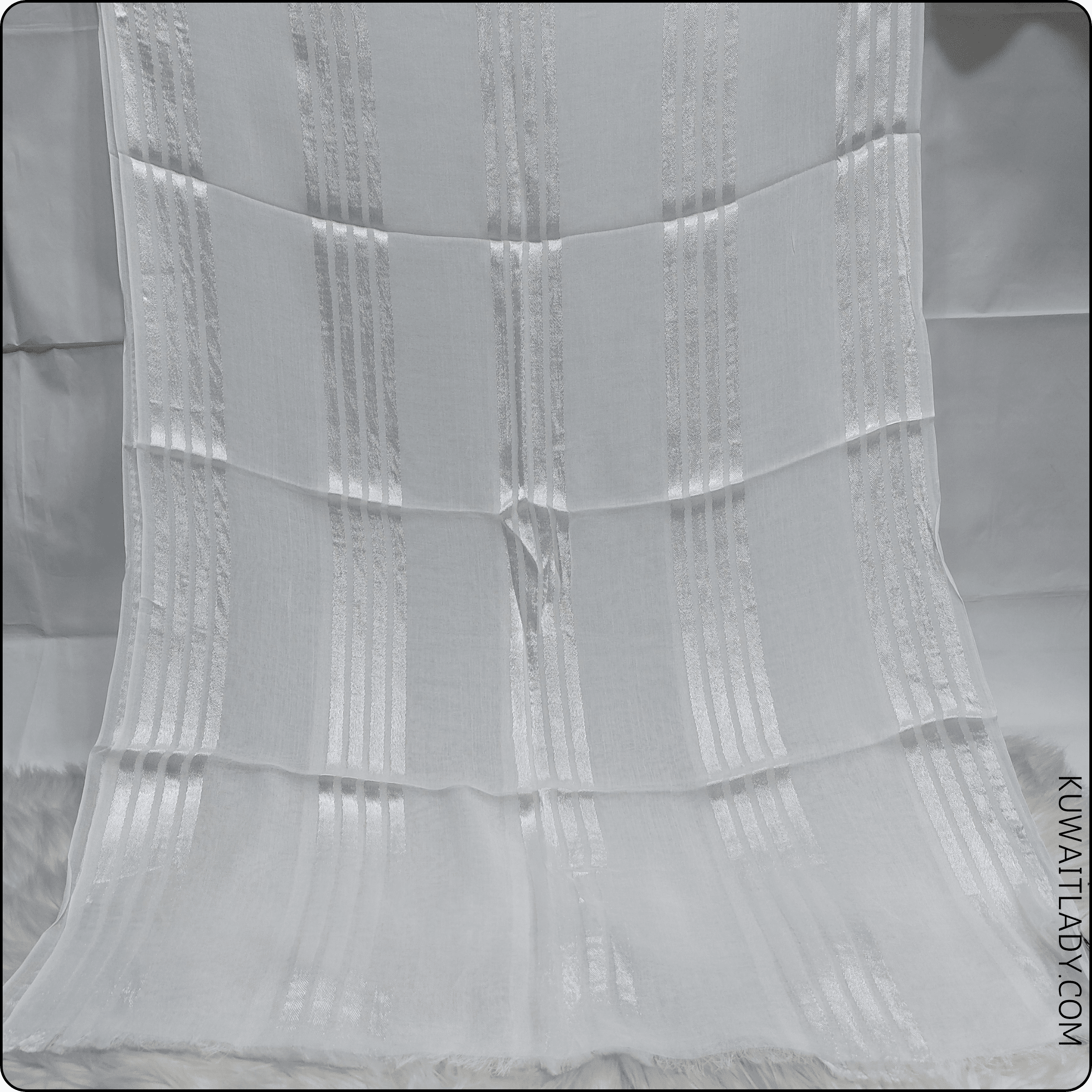 Fourfold Satin Strip Linen Scarf