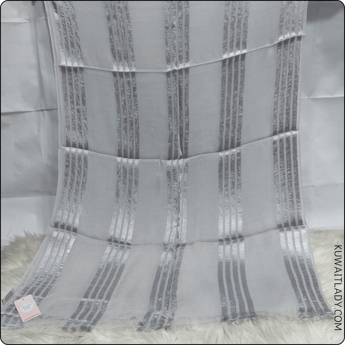 Fourfold Satin Strip Linen Scarf