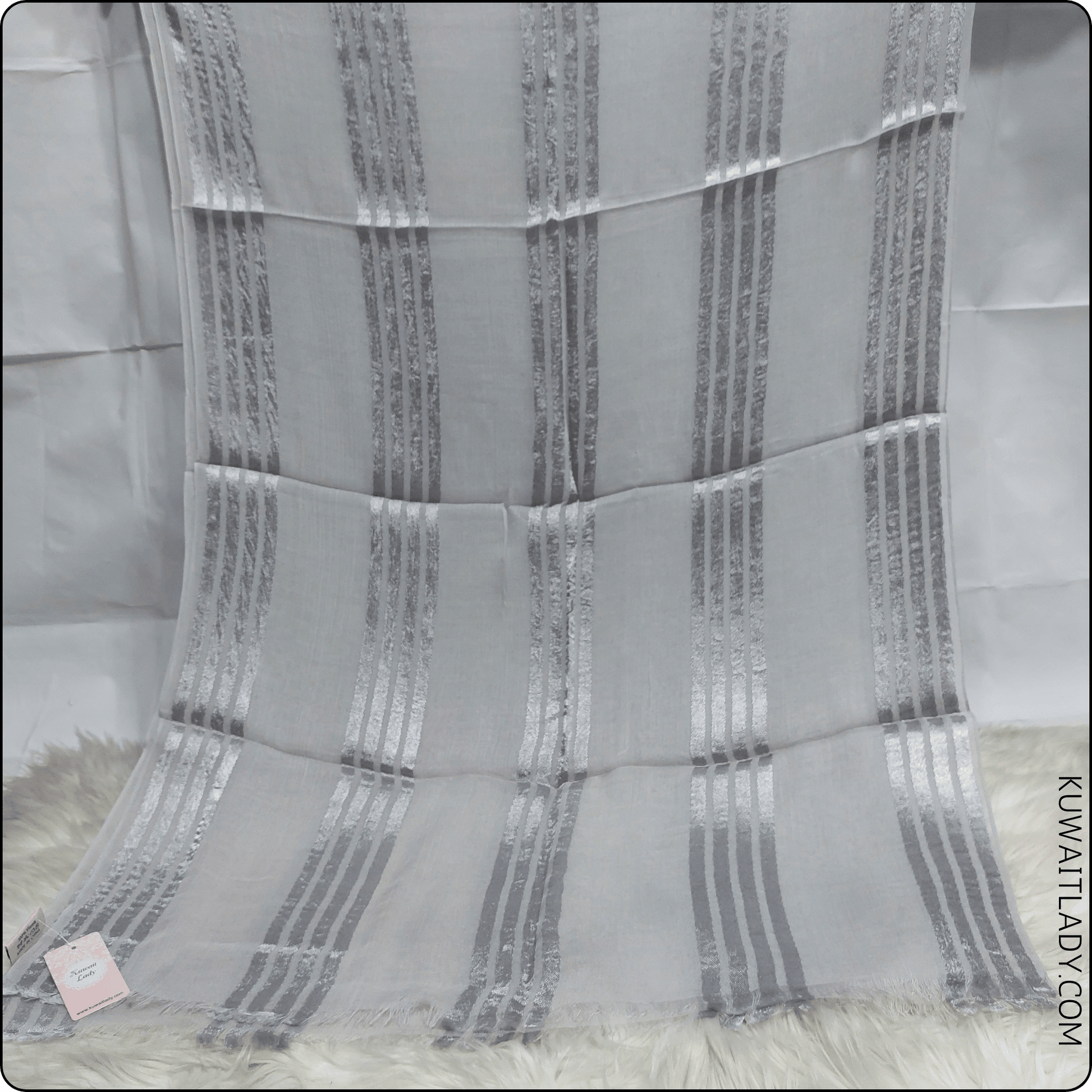 Fourfold Satin Strip Linen Scarf