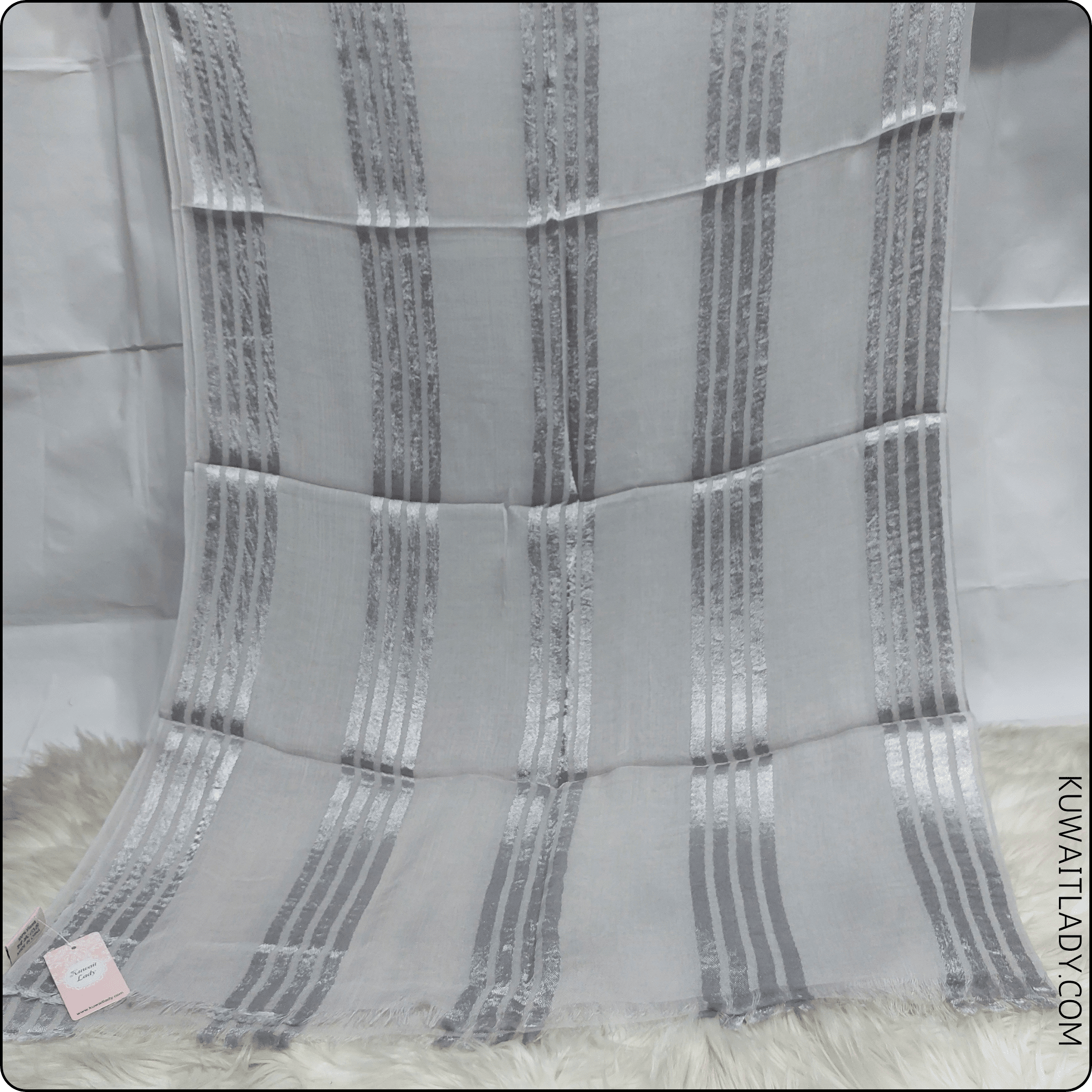 Fourfold Satin Strip Linen Scarf