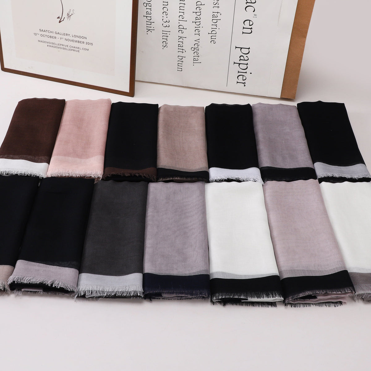 Frame Border Linen Scarf