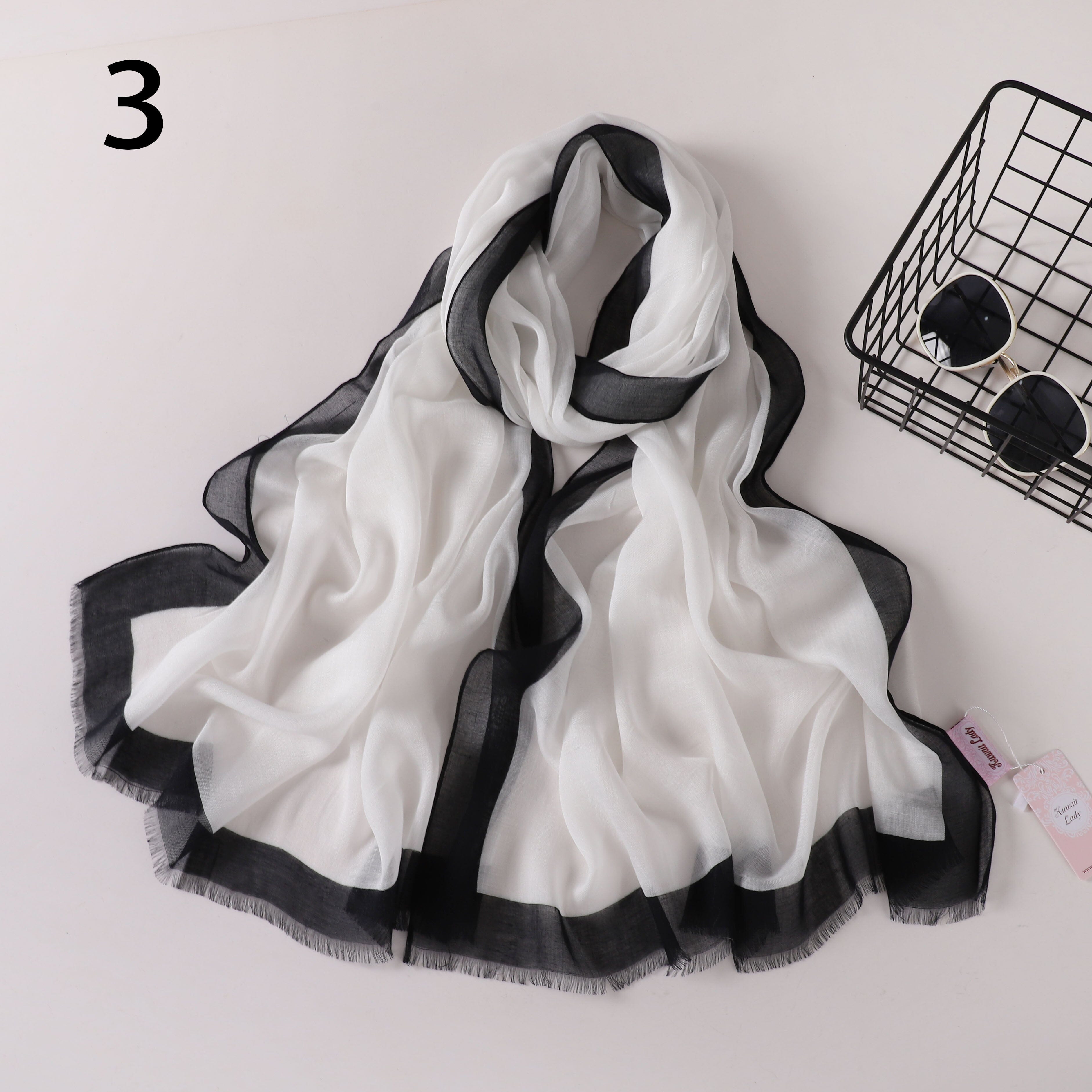 Frame Border Linen Scarf