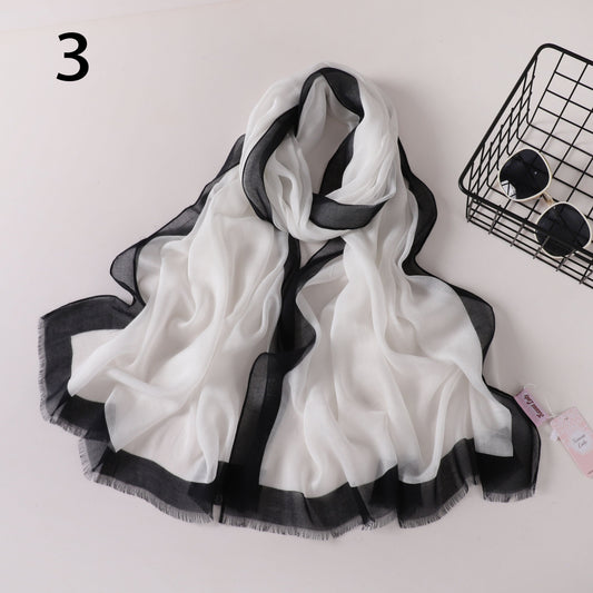 Frame Border Linen Scarf