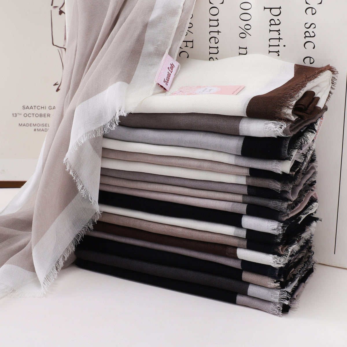 Frame Border Linen Scarf