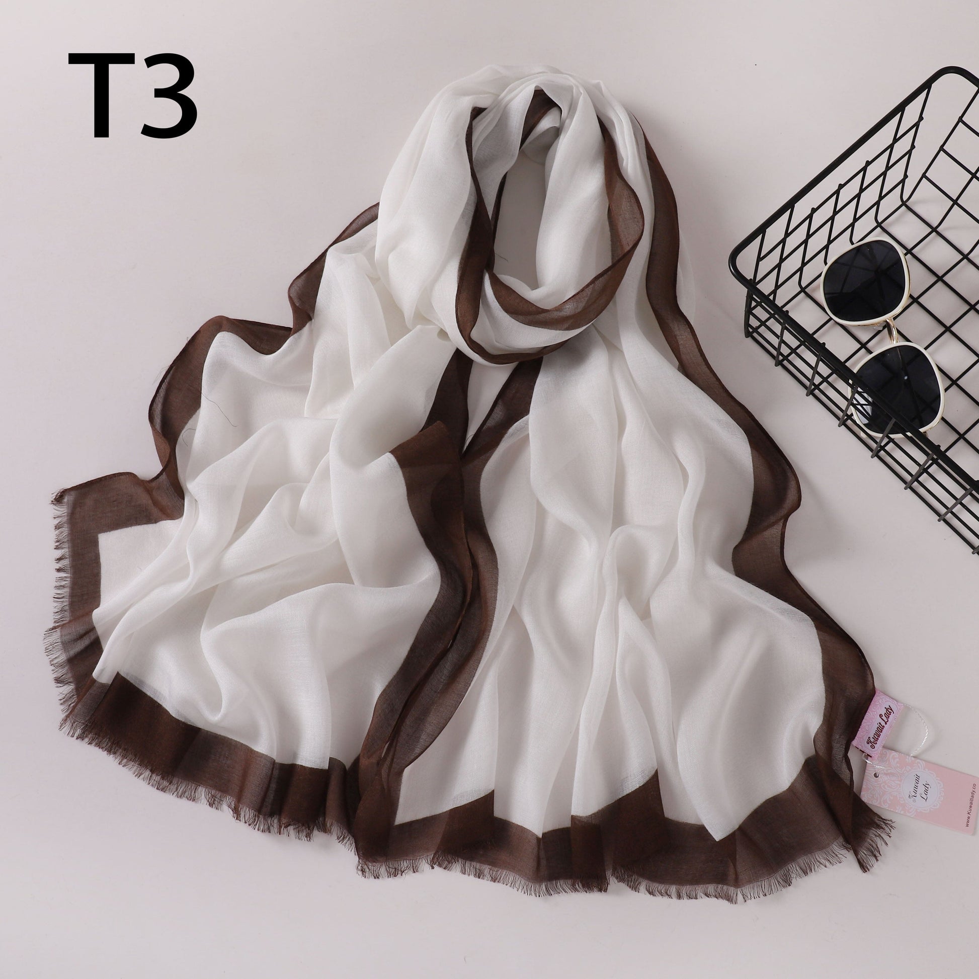 Frame Border Linen Scarf