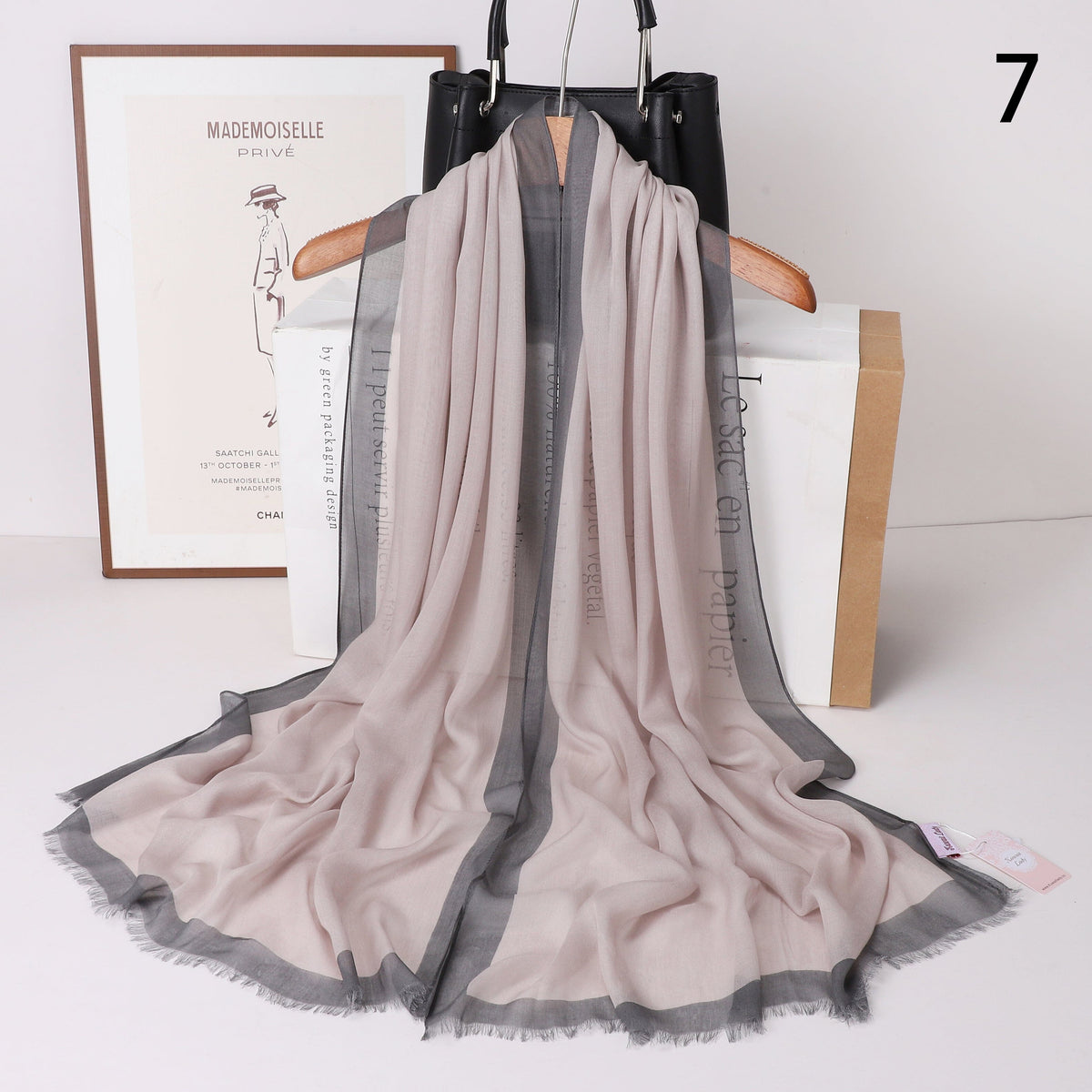 Frame Border Linen Scarf