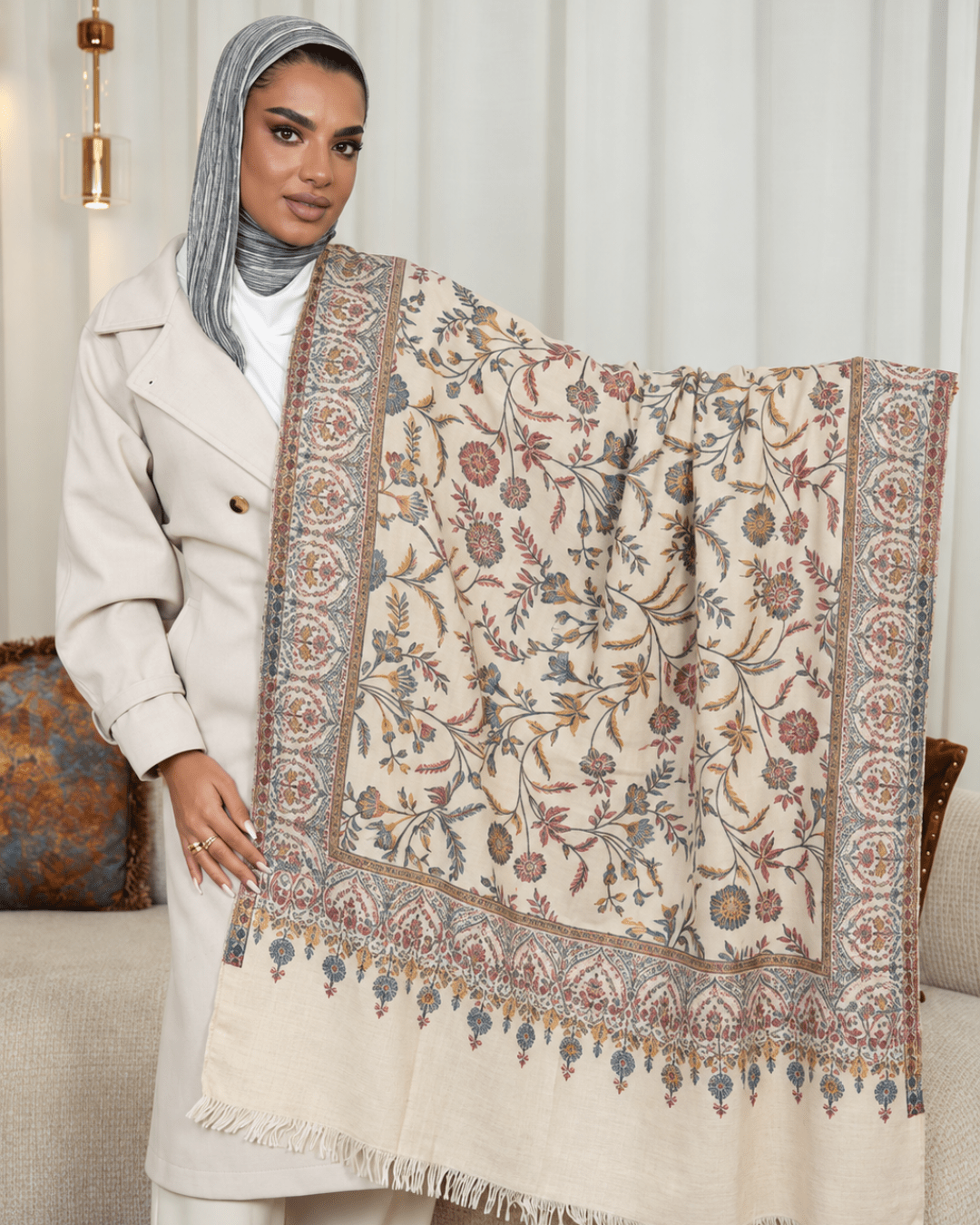 Garden Print Kashmiri Shawl