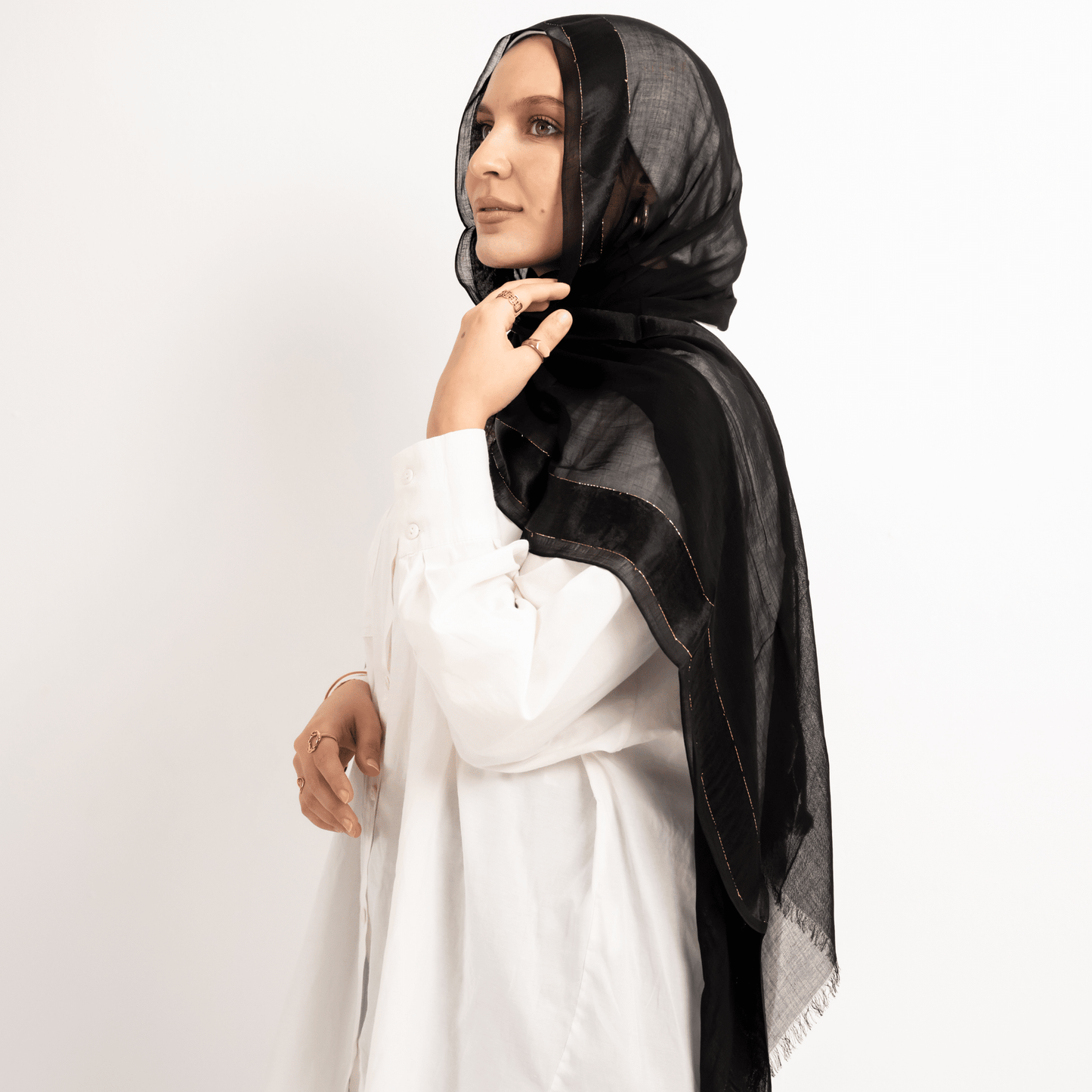 Golden Touch Satin Linen Scarf