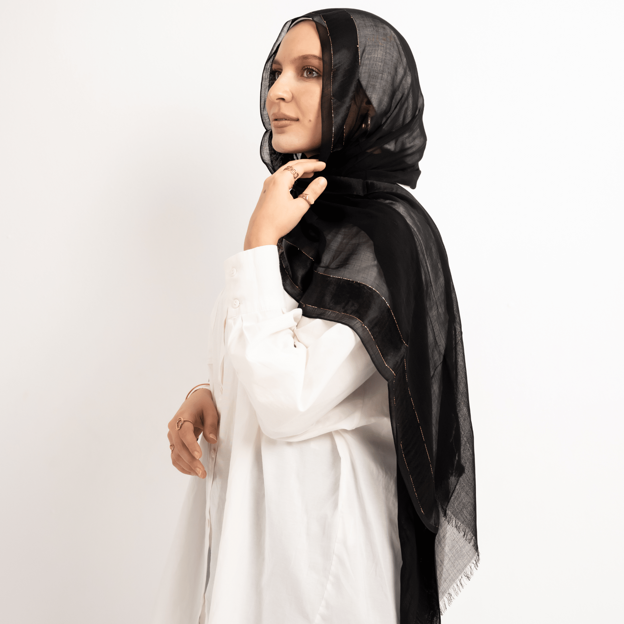 Golden Touch Satin Linen Scarf