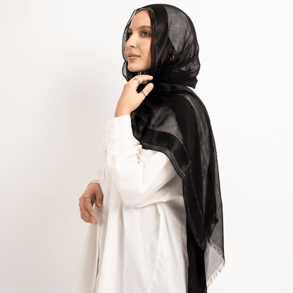 Golden Touch Satin Linen Scarf