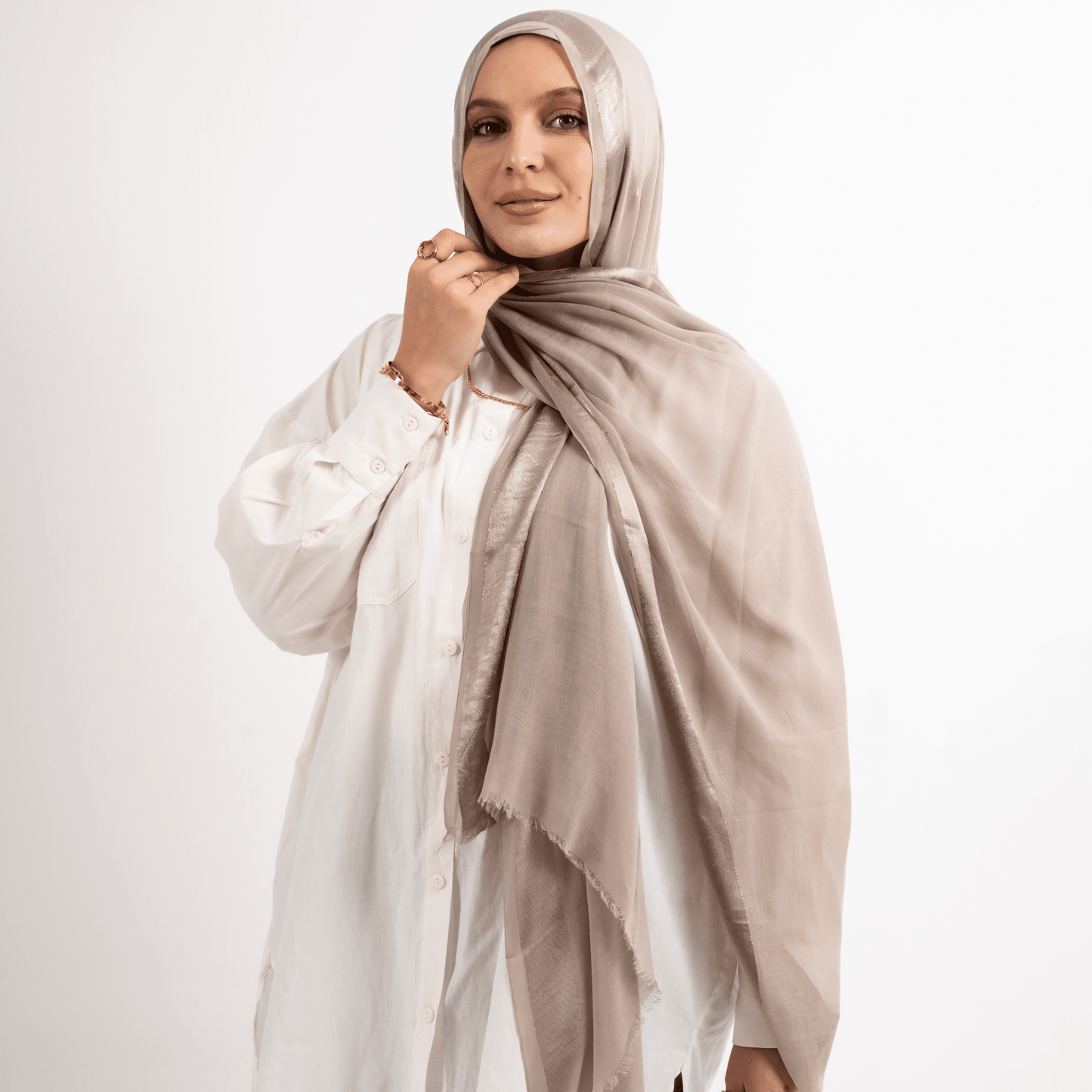 Golden Touch Satin Linen Scarf