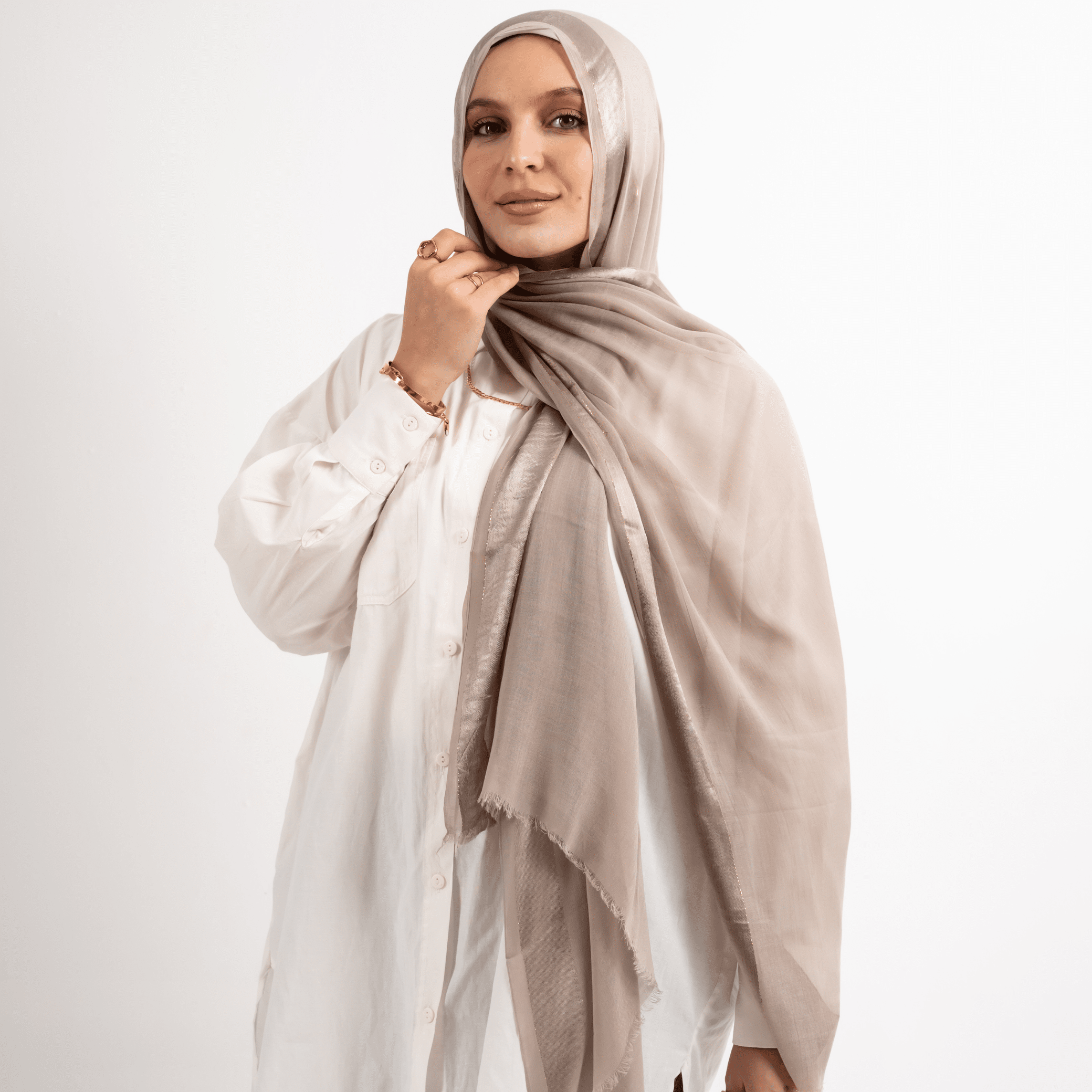 Golden Touch Satin Linen Scarf