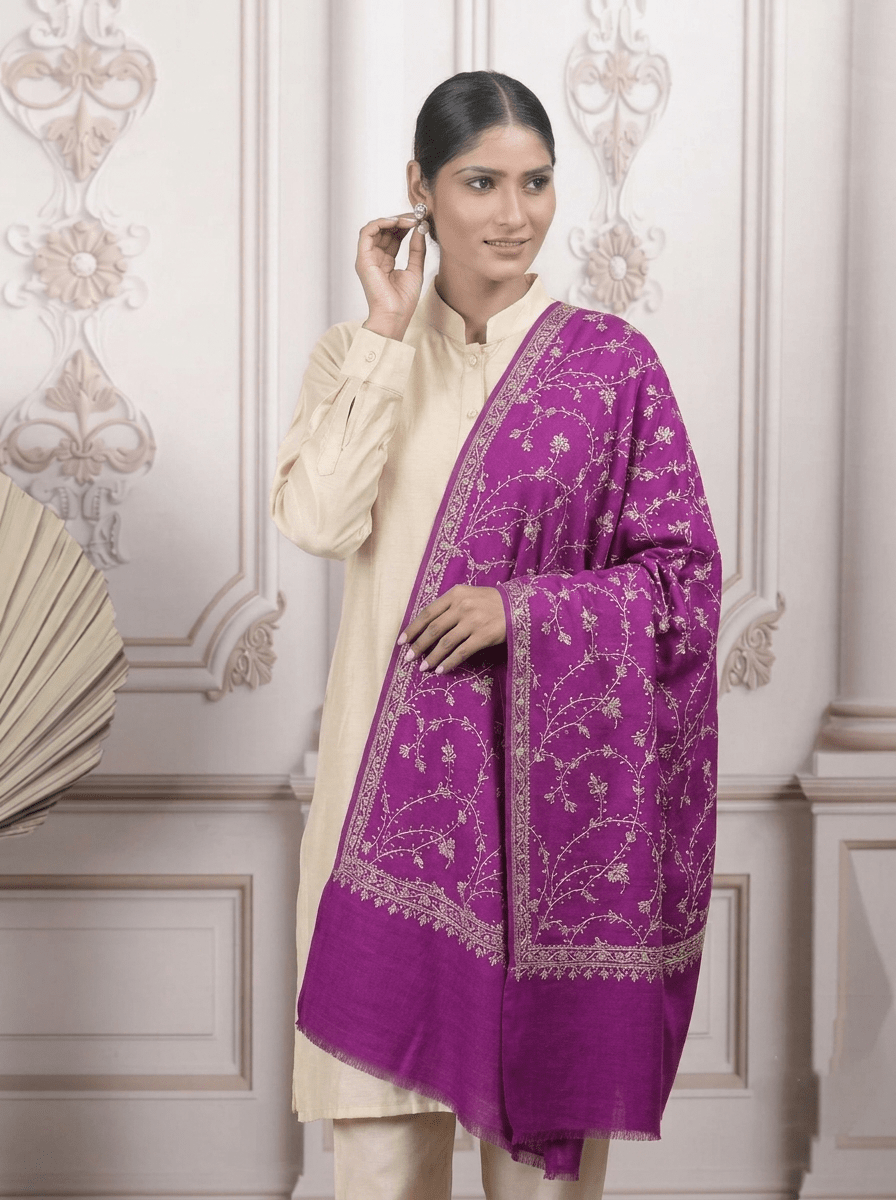 Jaalidar Hand Embroidered Shawl