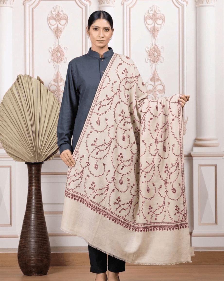 Jaalidar Hand Embroidered Shawl
