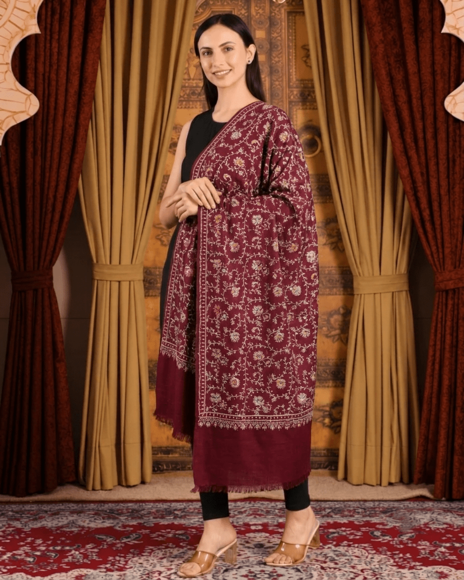 Jaalidar Hand Embroidered Shawl