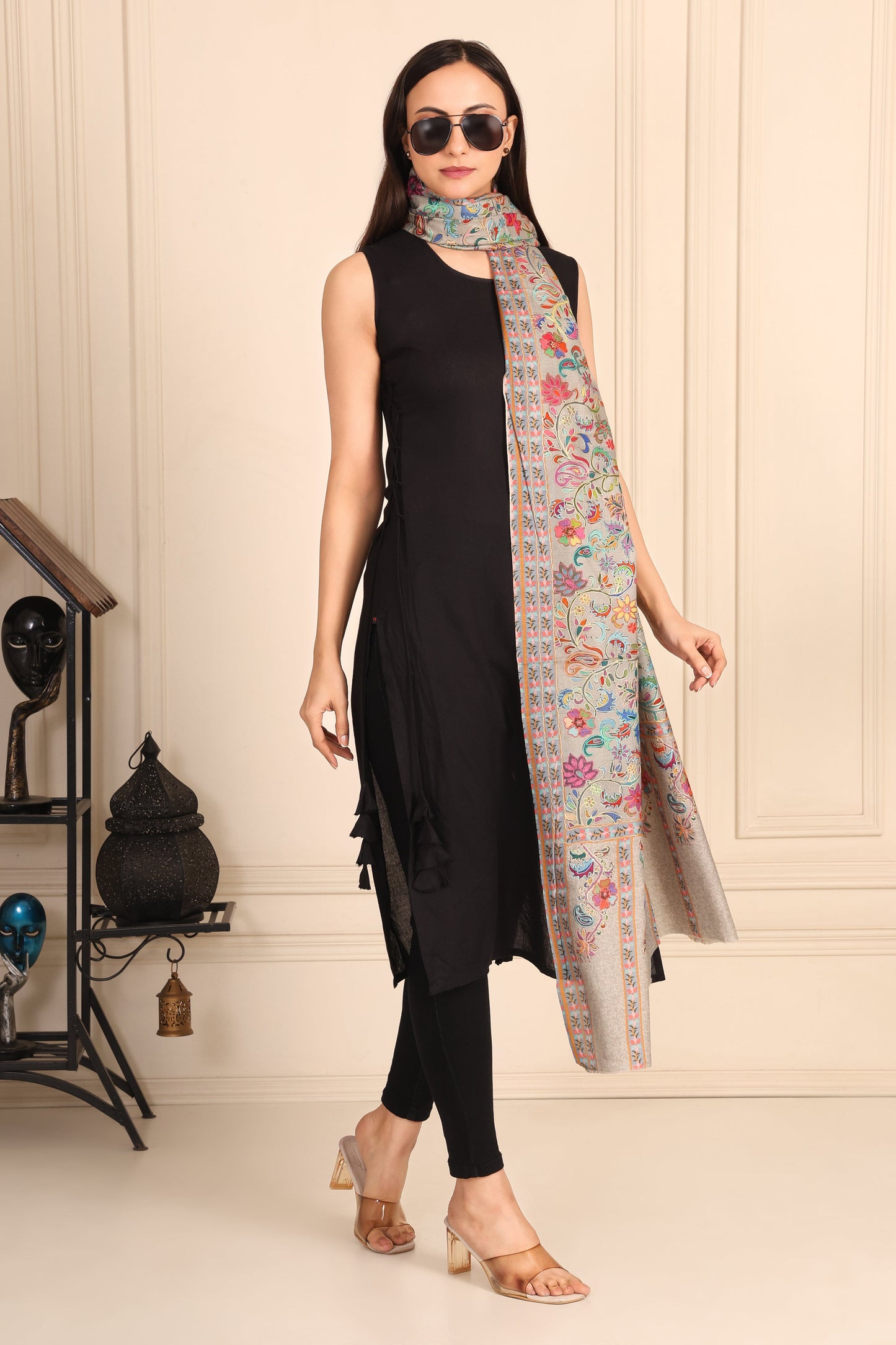 Kalamkari Pashmina Blend Shawl – Art Flow