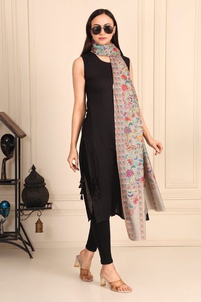 Kalamkari Pashmina Blend Shawl – Art Flow