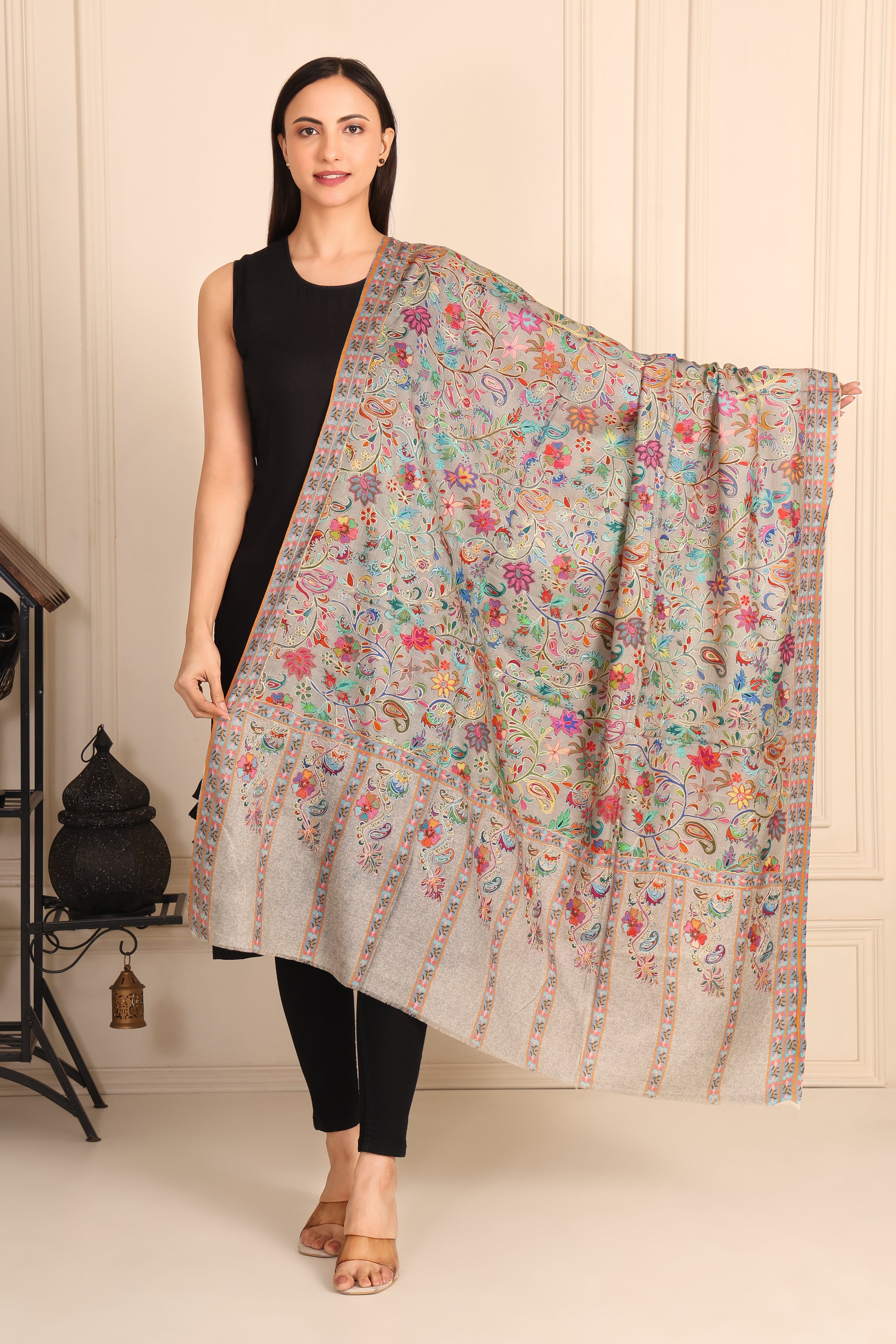 Kalamkari Pashmina Blend Shawl – Art Flow