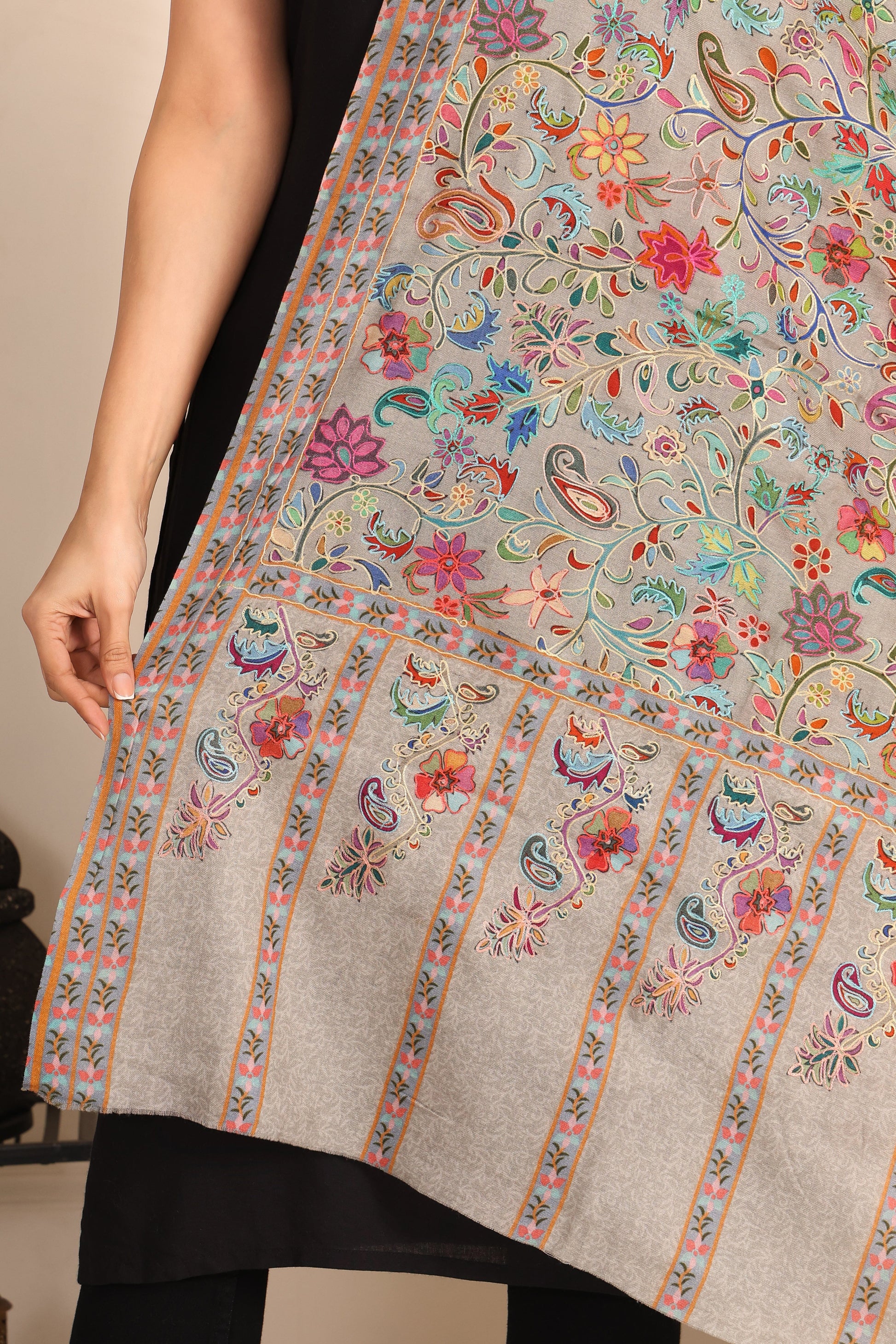 Kalamkari Pashmina Blend Shawl – Art Flow