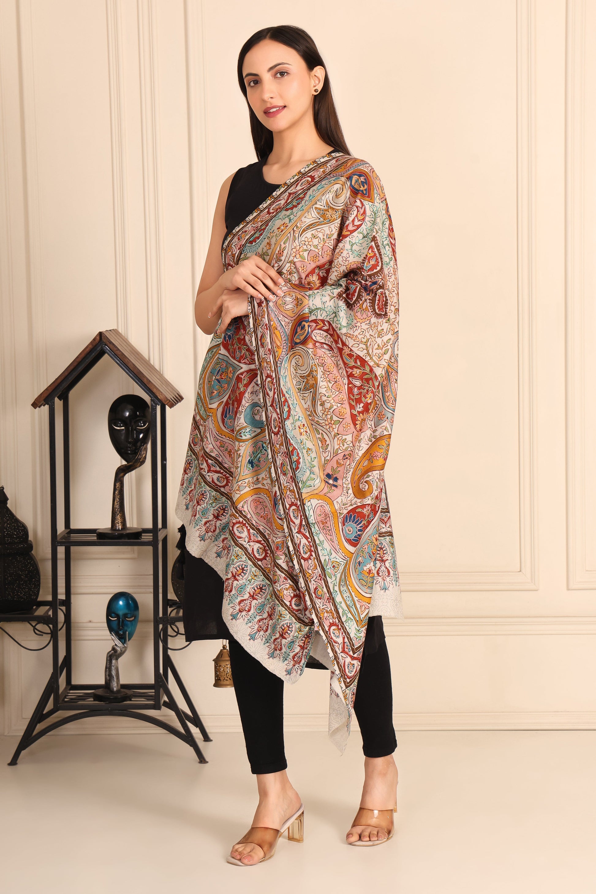 Kalamkari Pashmina Blend Shawl – Art Layout