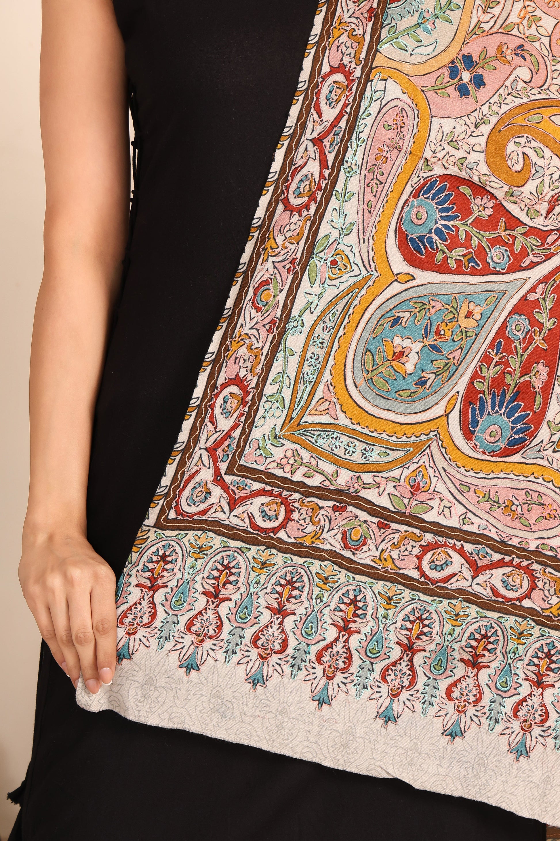 Kalamkari Pashmina Blend Shawl – Art Layout