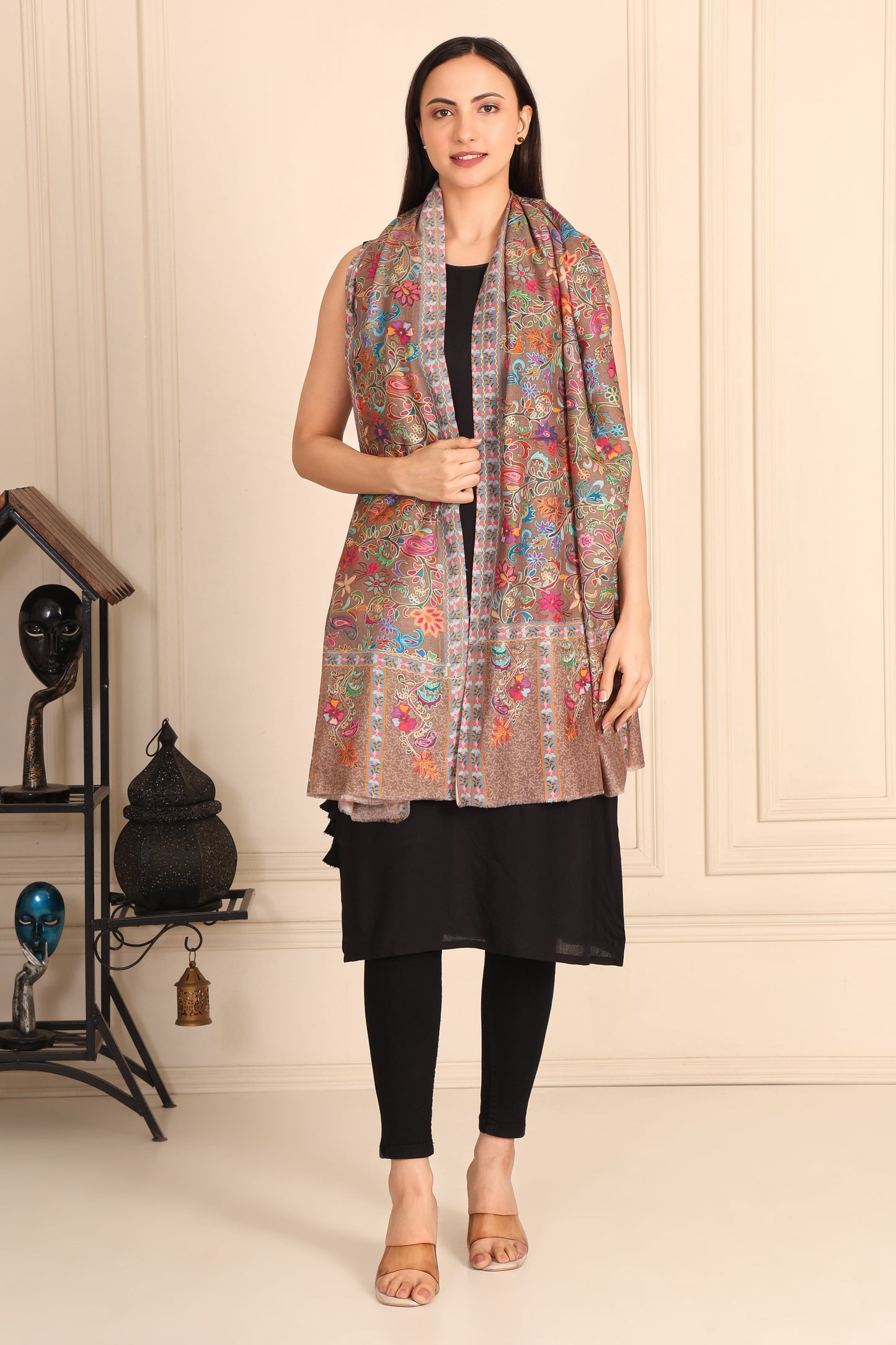 Kalamkari Pashmina Blend Shawl – Art Panel