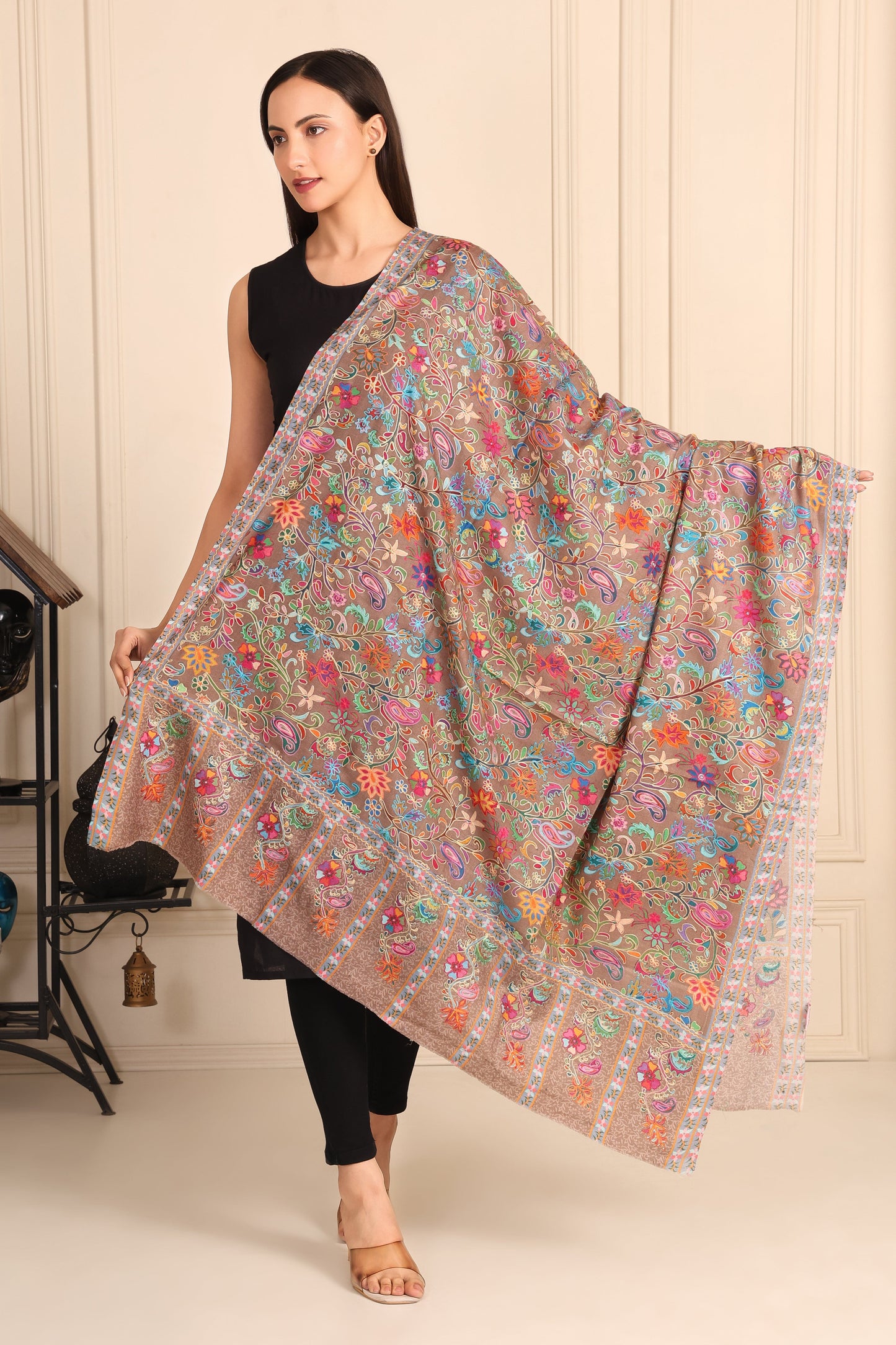Kalamkari Pashmina Blend Shawl – Art Panel