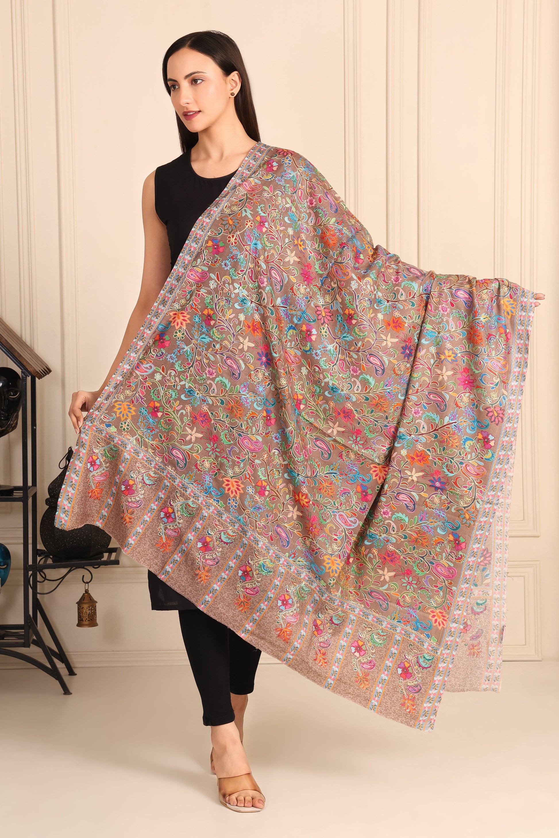 Kalamkari Pashmina Blend Shawl – Art Panel