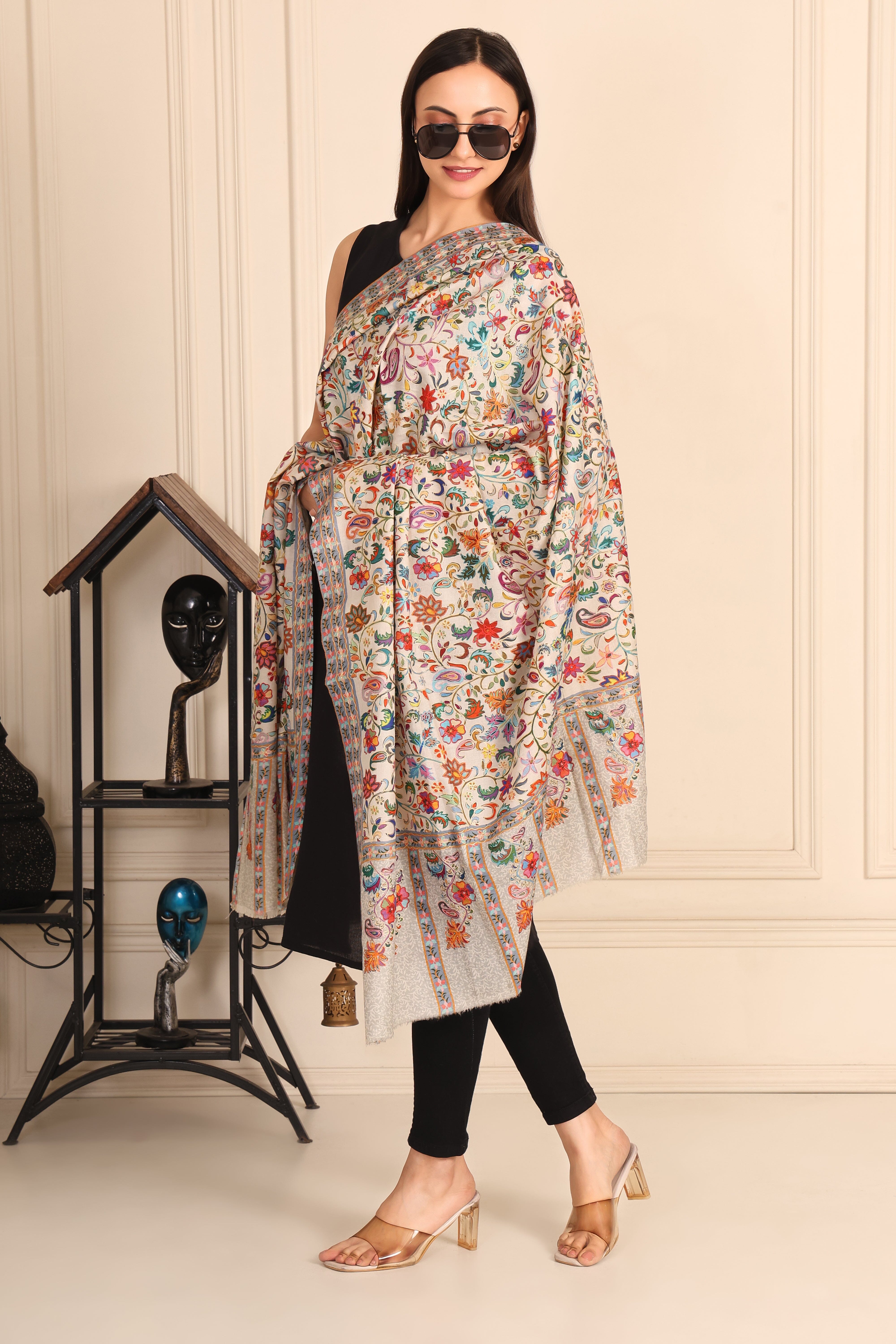 Kalamkari Pashmina Blend Shawl – Art Weave